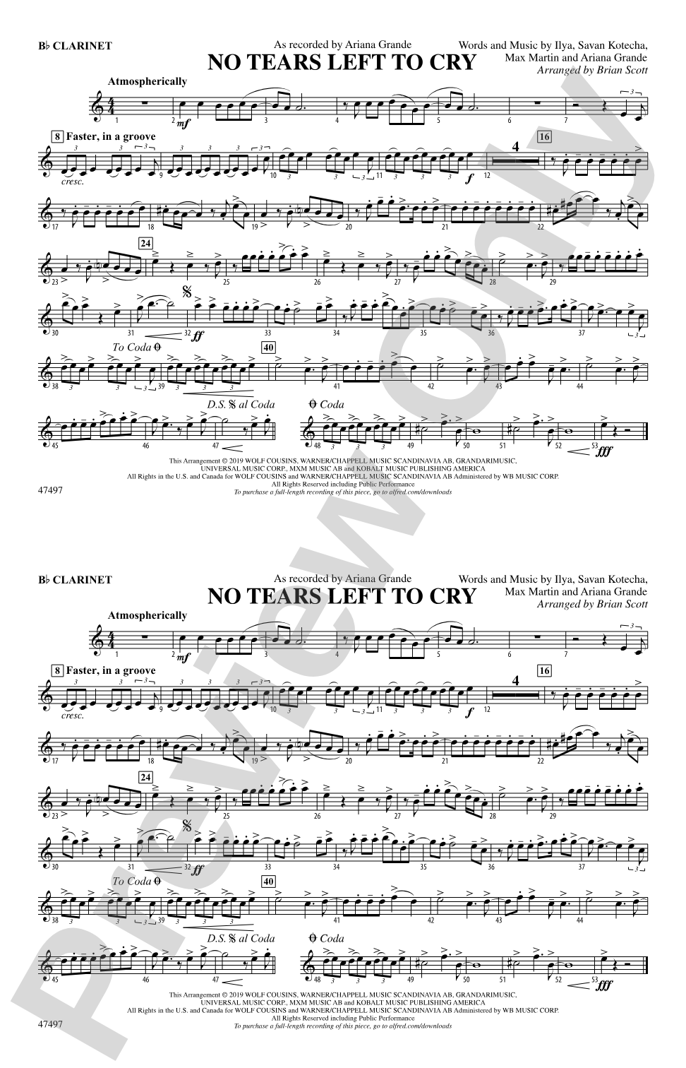 No Tears Left to Cry: 1st B-flat Clarinet