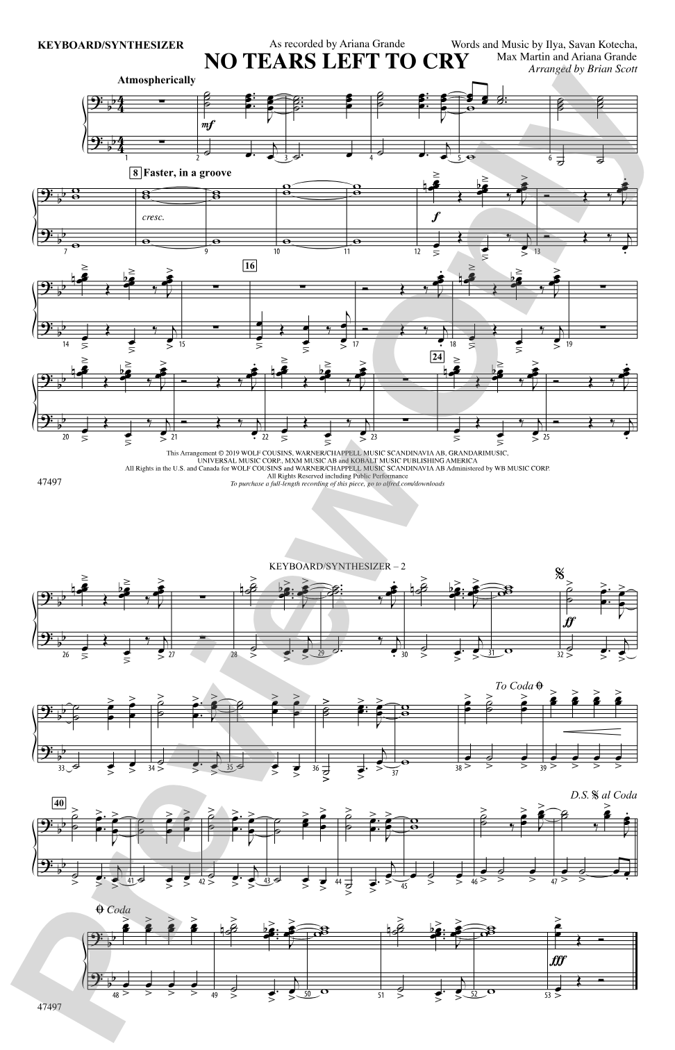 No Tears Left to Cry: Piano Accompaniment