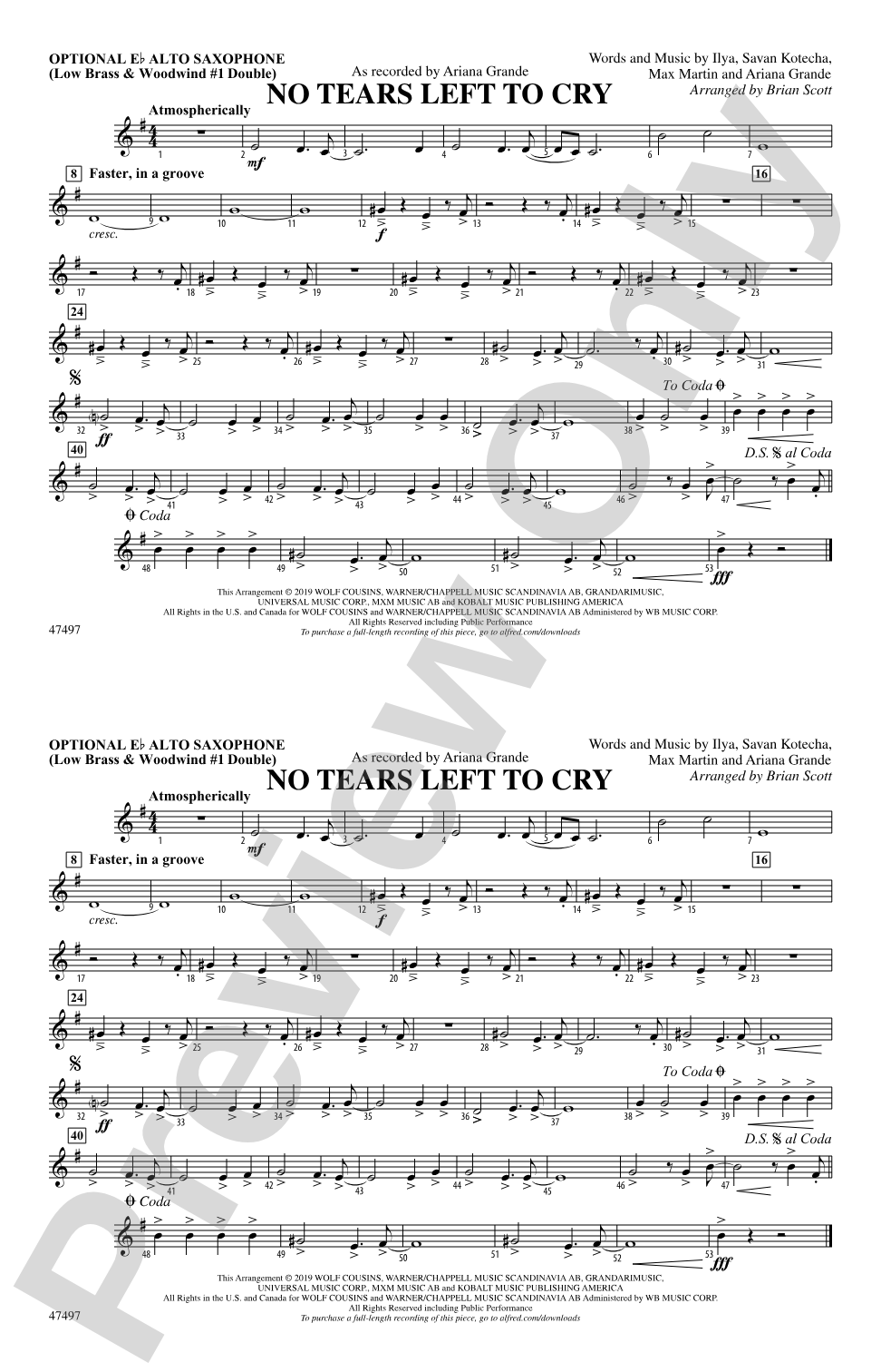 No Tears Left to Cry: Optional Alto Sax