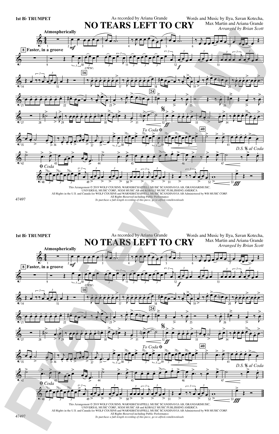 No Tears Left to Cry: 1st B-flat Trumpet