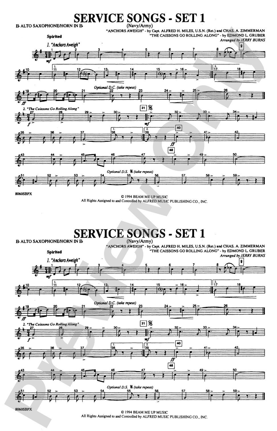 Service Songs - Set 1 (Navy/Army): E-flat Alto Saxophone