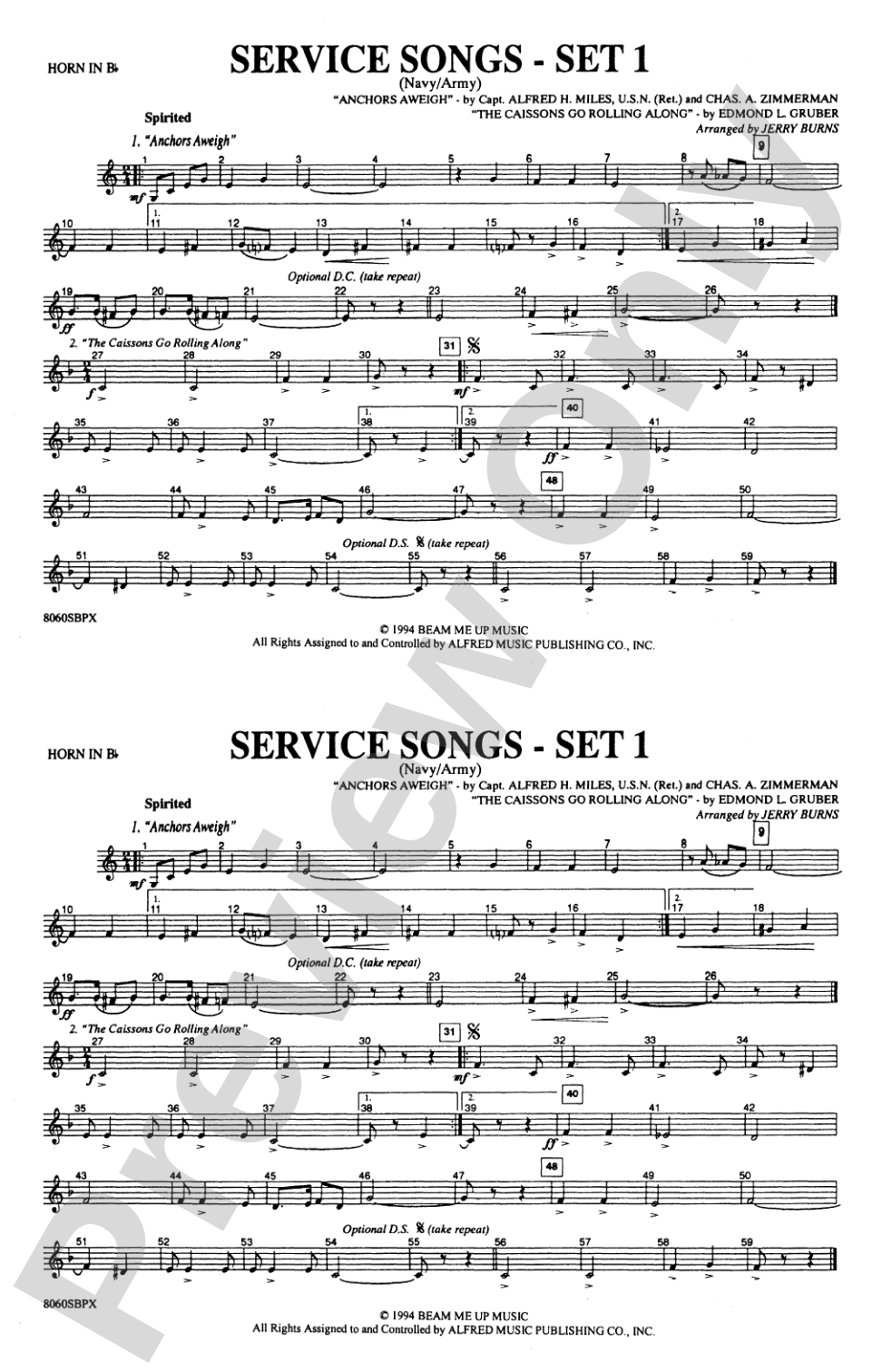 Service Songs - Set 1 (Navy/Army): Horn in B flat