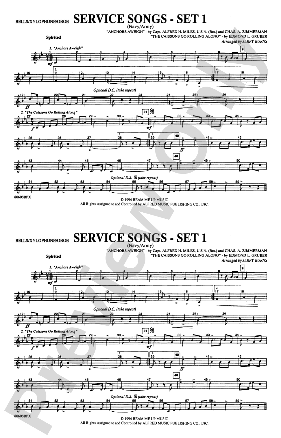 Service Songs - Set 1 (Navy/Army): Bells/Xylophone/Oboe