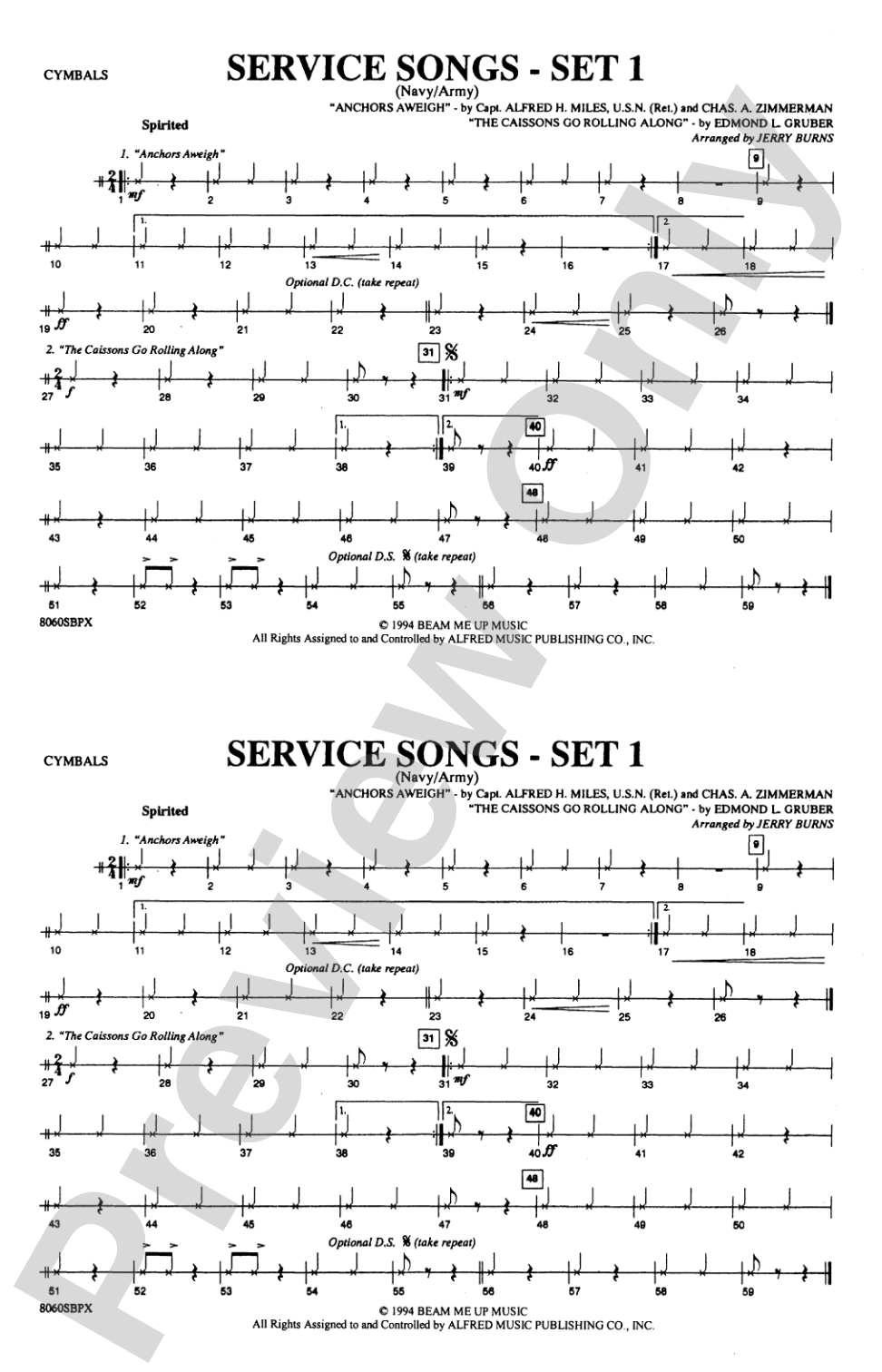 Service Songs - Set 1 (Navy/Army): Cymbals