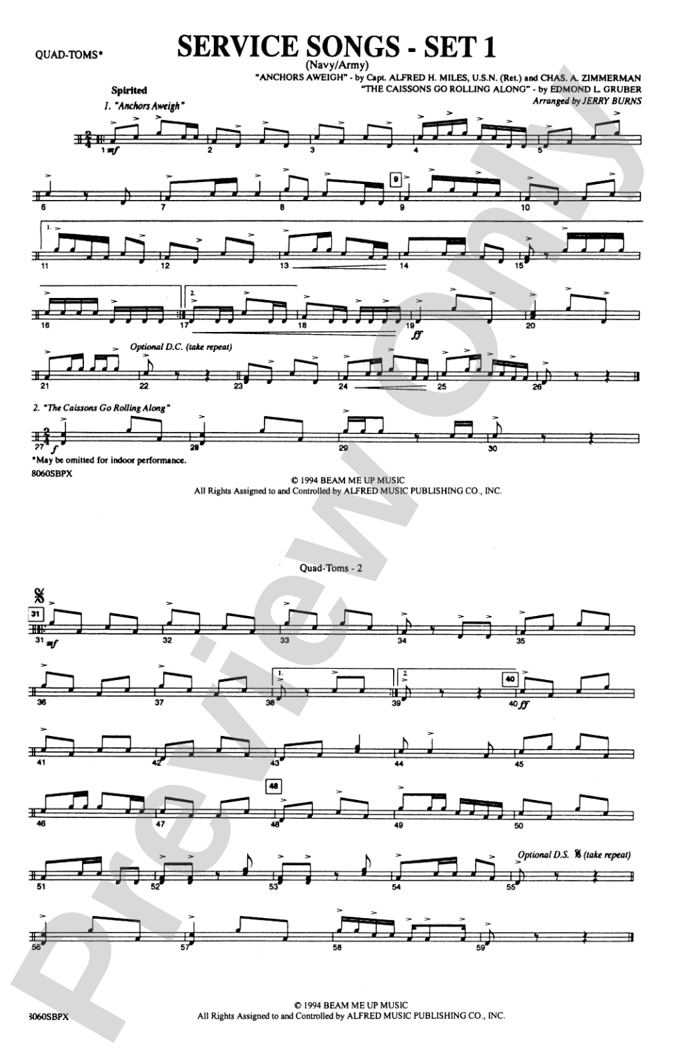 Service Songs - Set 1 (Navy/Army): Quad-Toms