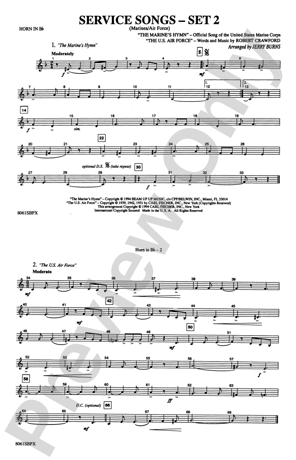 Service Songs - Set 2 (Marines/Air Force): Horn in B flat