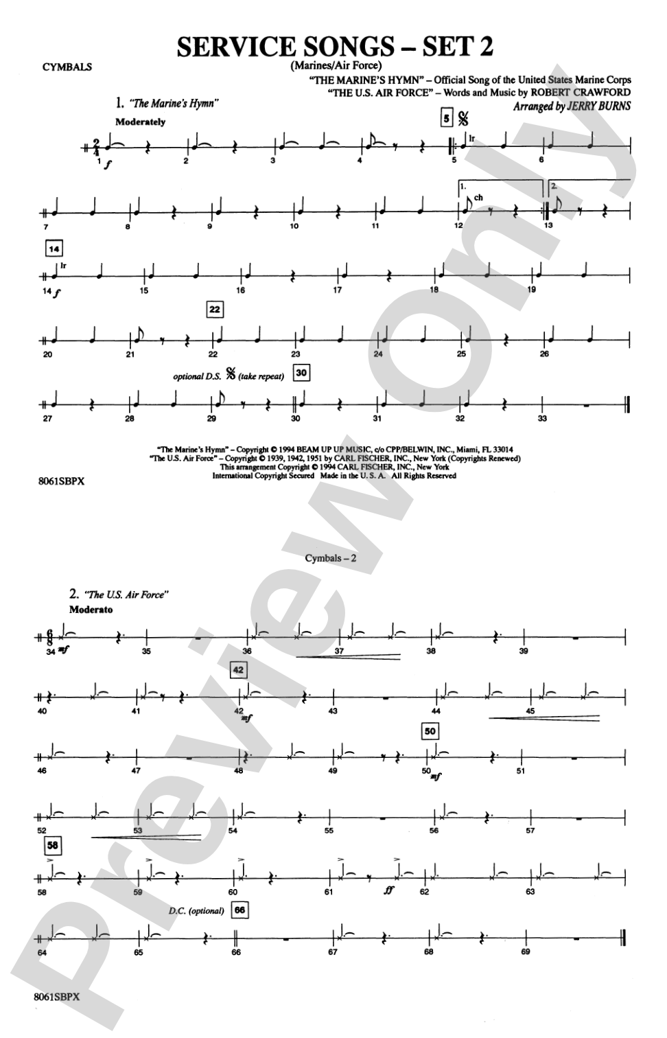 Service Songs - Set 2 (Marines/Air Force): Cymbals