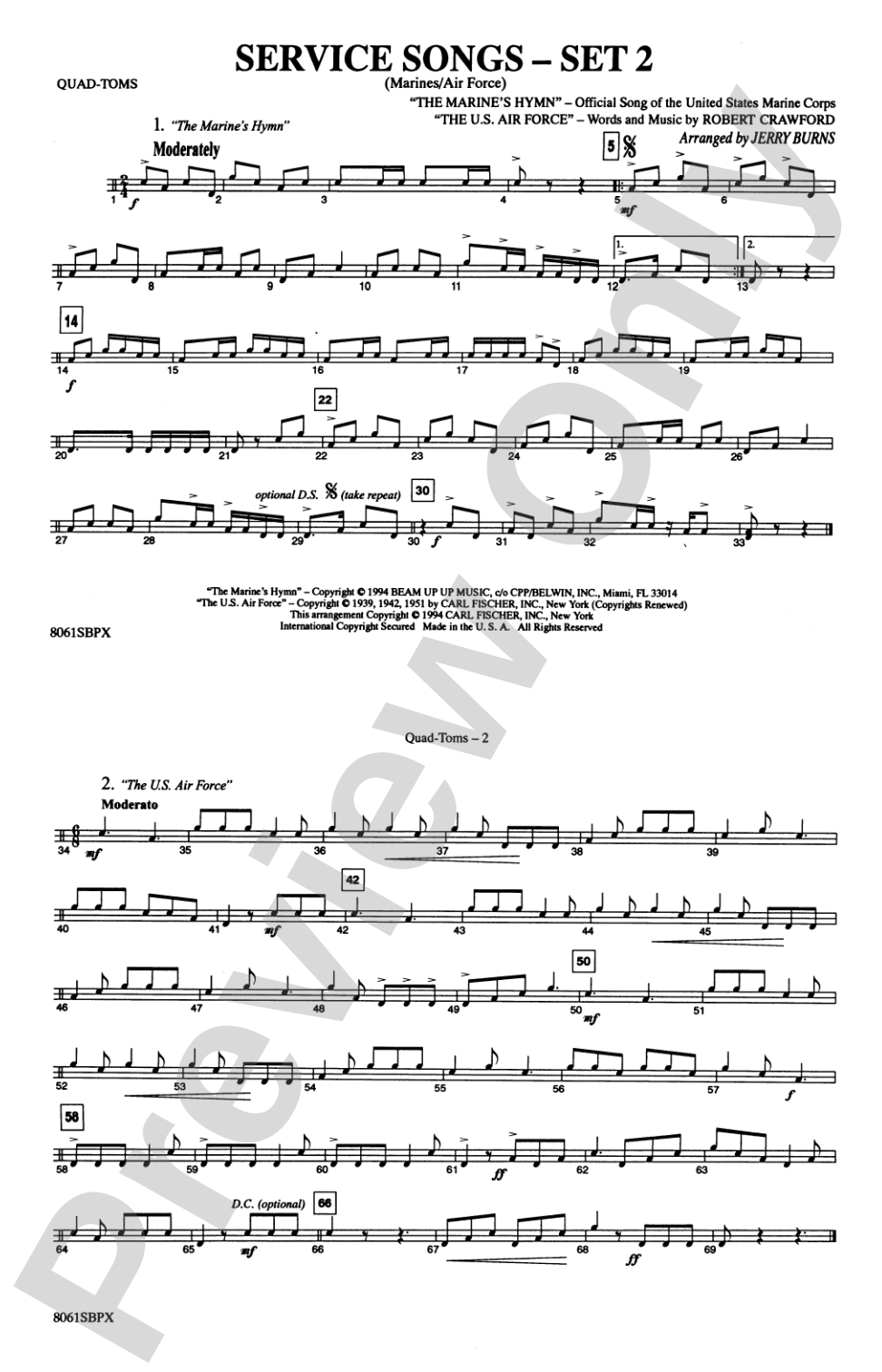 Service Songs - Set 2 (Marines/Air Force): Quad-Toms