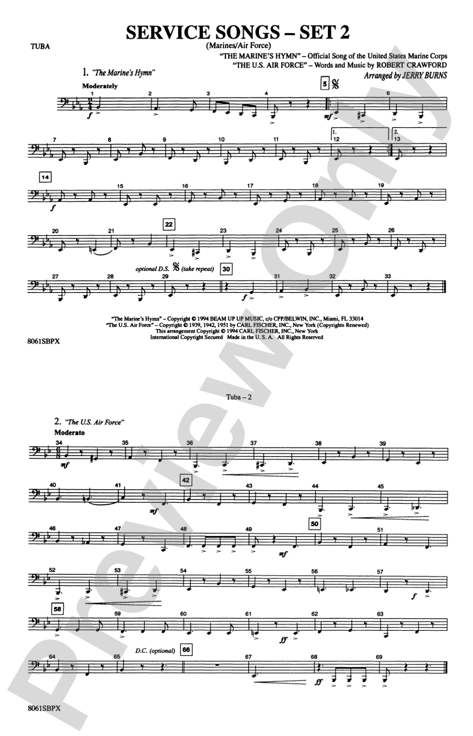 Service Songs - Set 2 (Marines/Air Force): Tuba