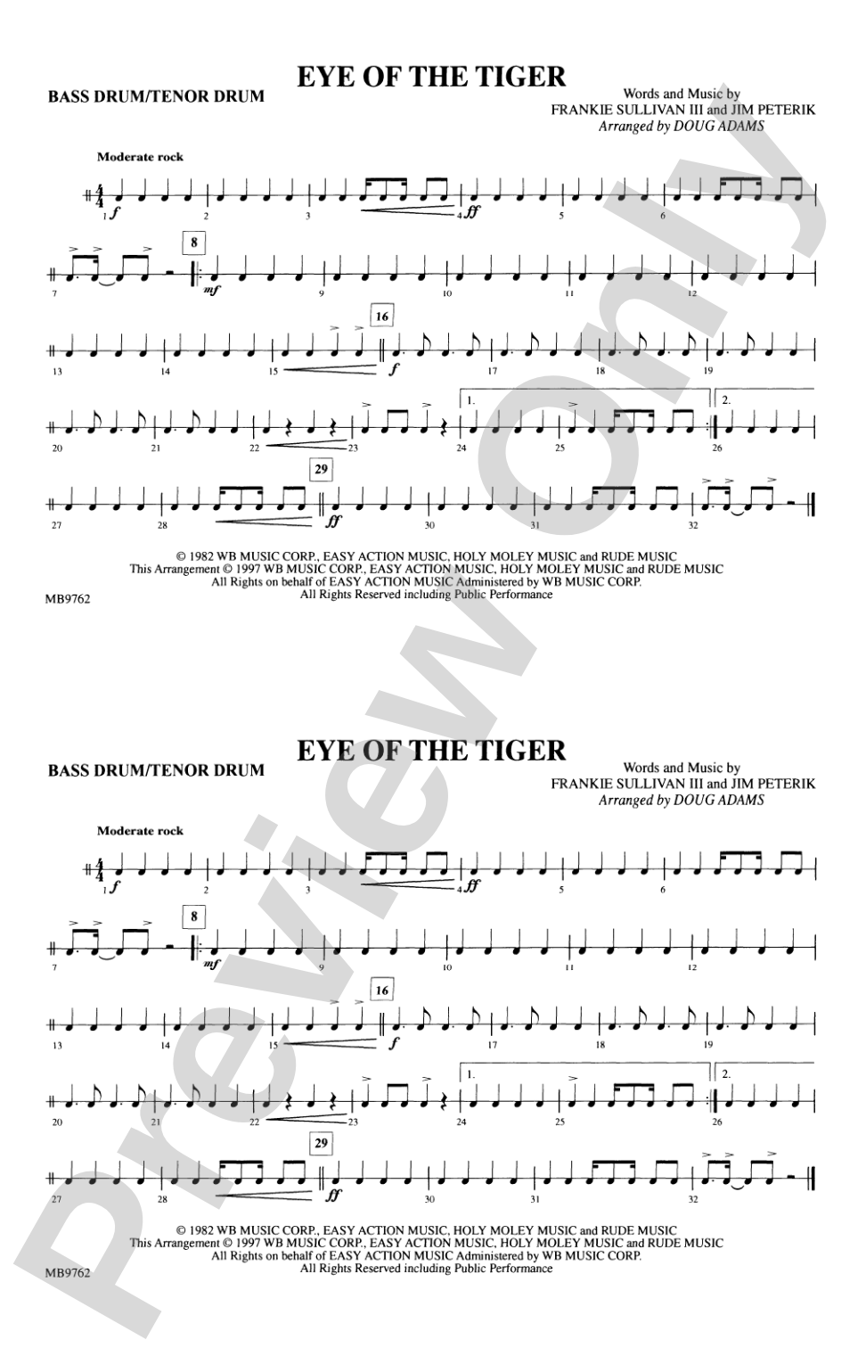 Eye of the Tiger: Bass Drum/Tenor Drum