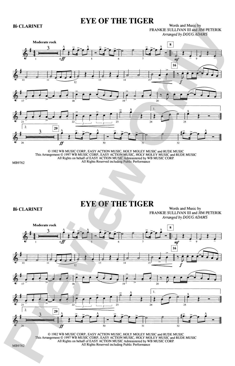 Eye of the Tiger: 1st B-flat Clarinet