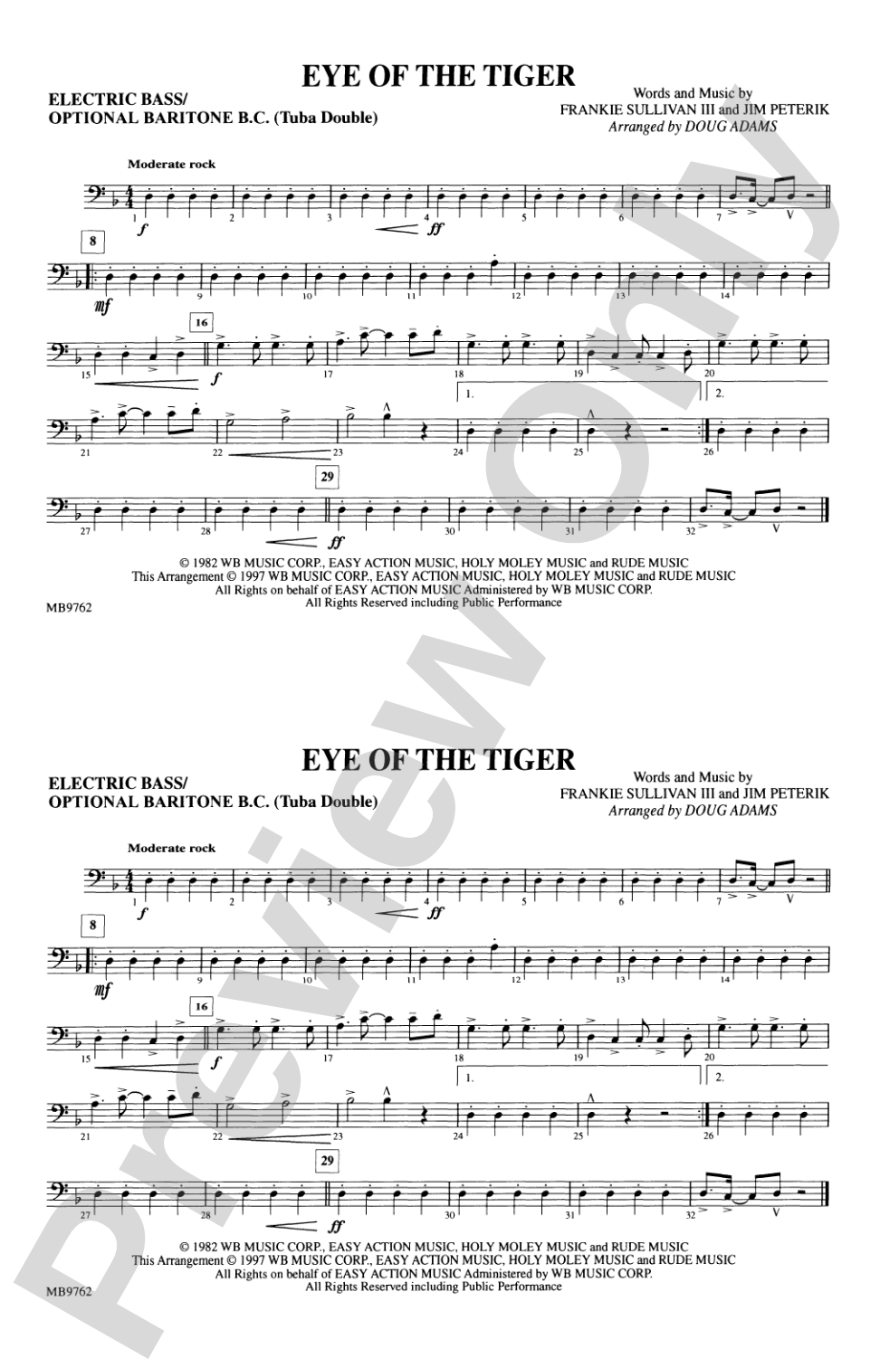 Eye of the Tiger: Electric Bass