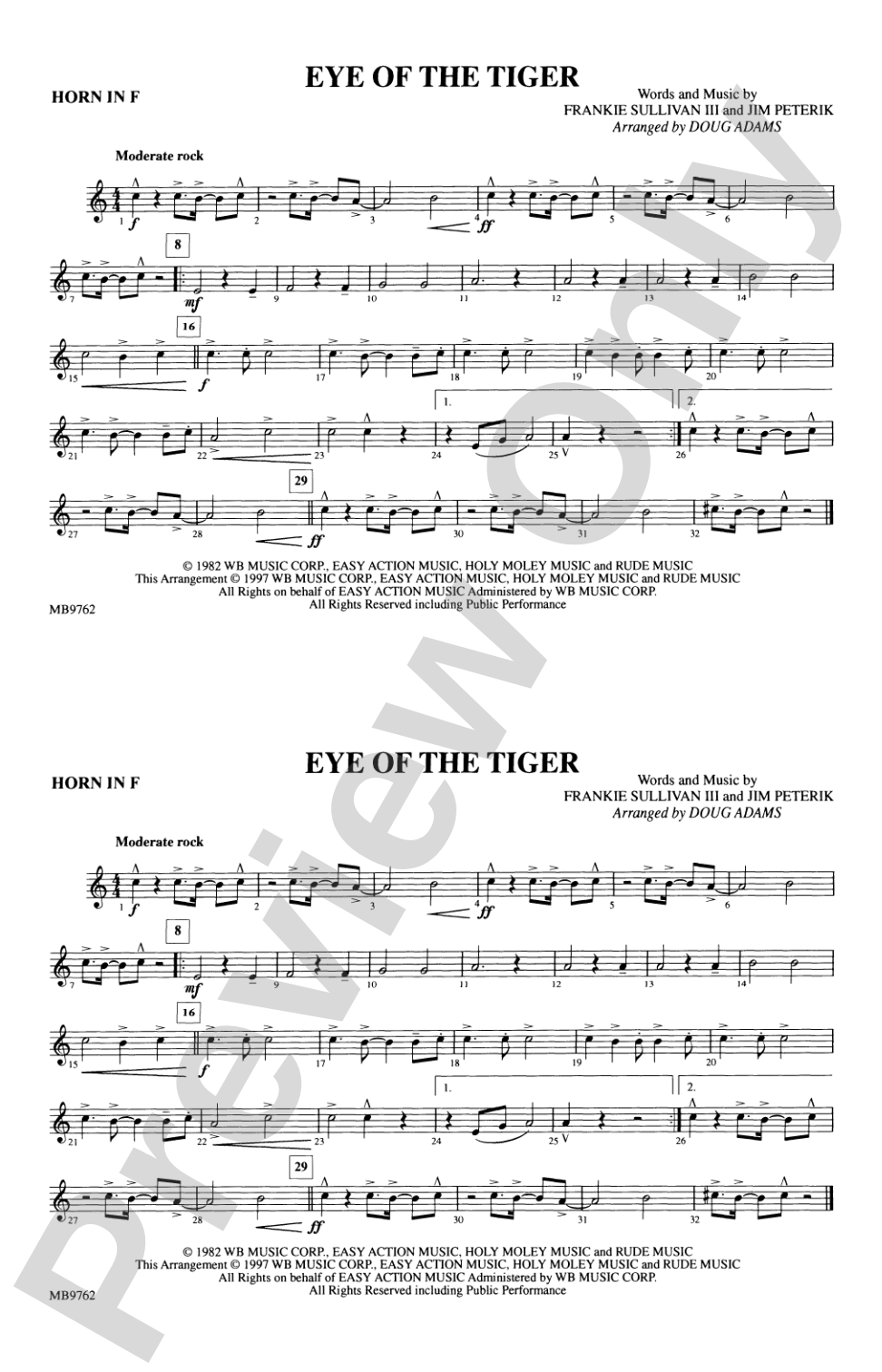 Eye of the Tiger: 1st F Horn