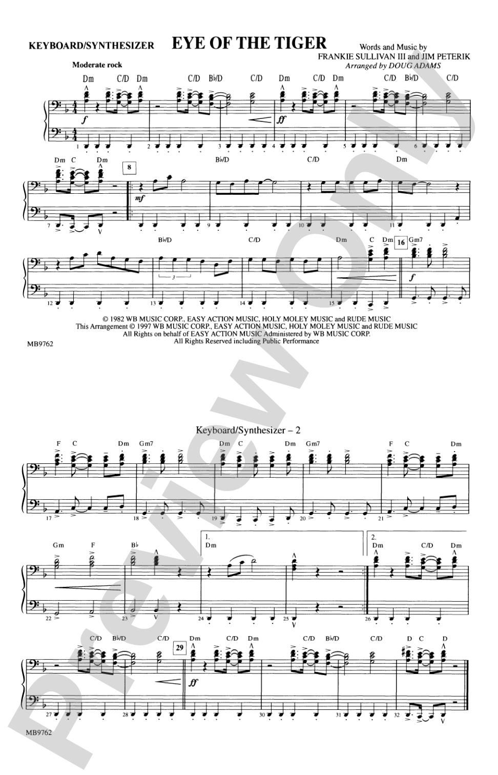 Eye of the Tiger: Keyboard/Synthesizer