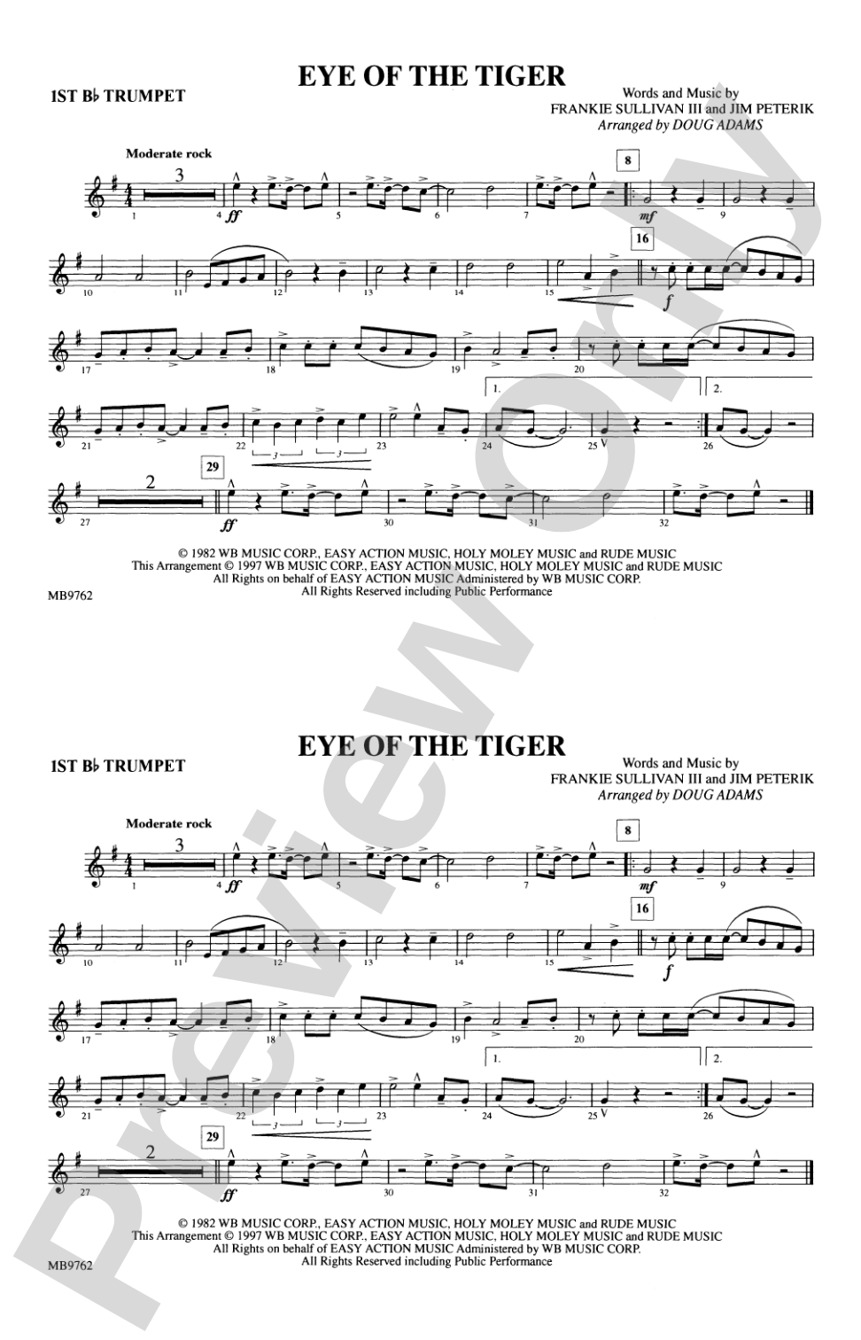 Eye of the Tiger: 1st B-flat Trumpet
