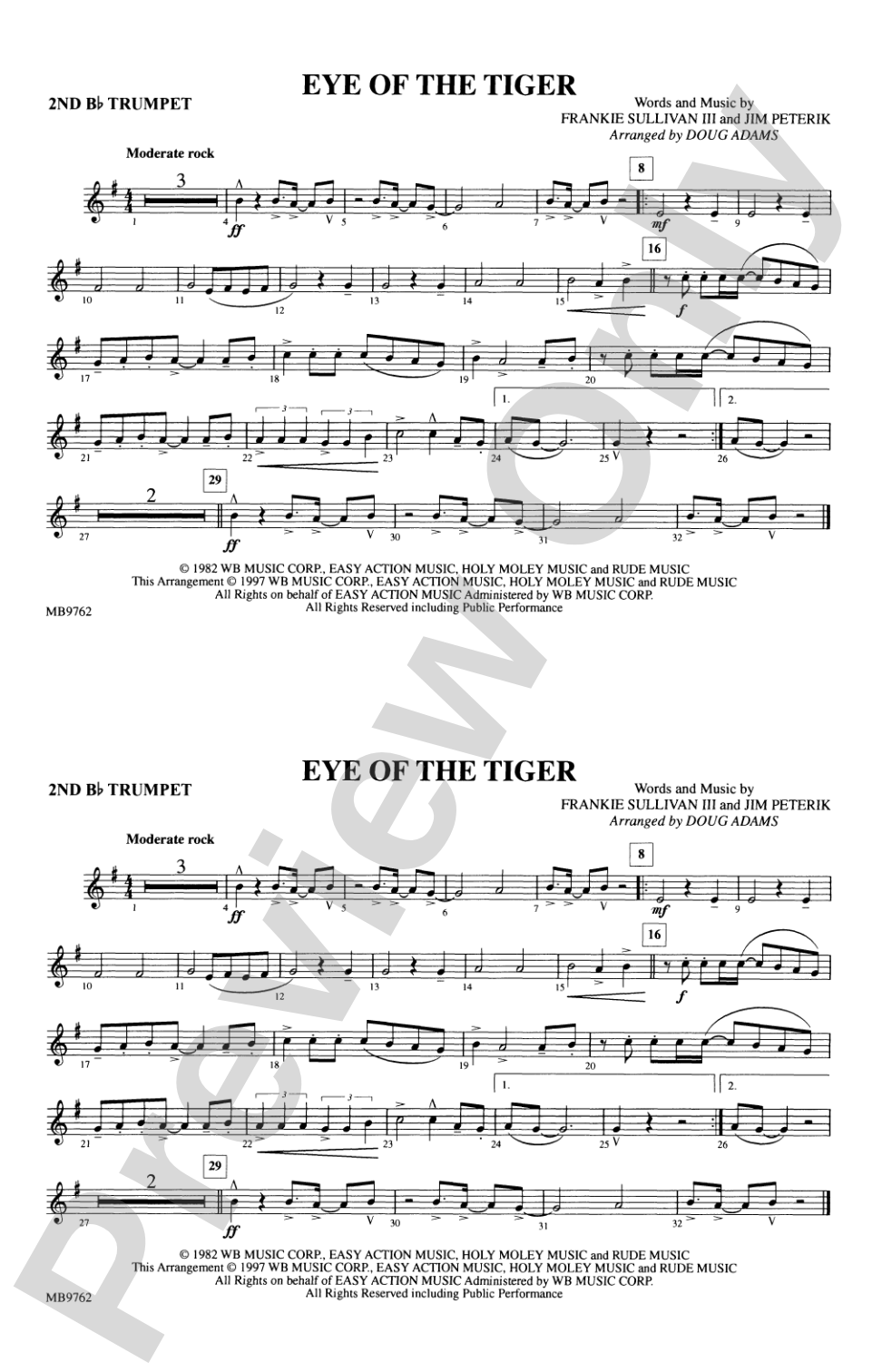 Eye of the Tiger: 2nd B-flat Trumpet