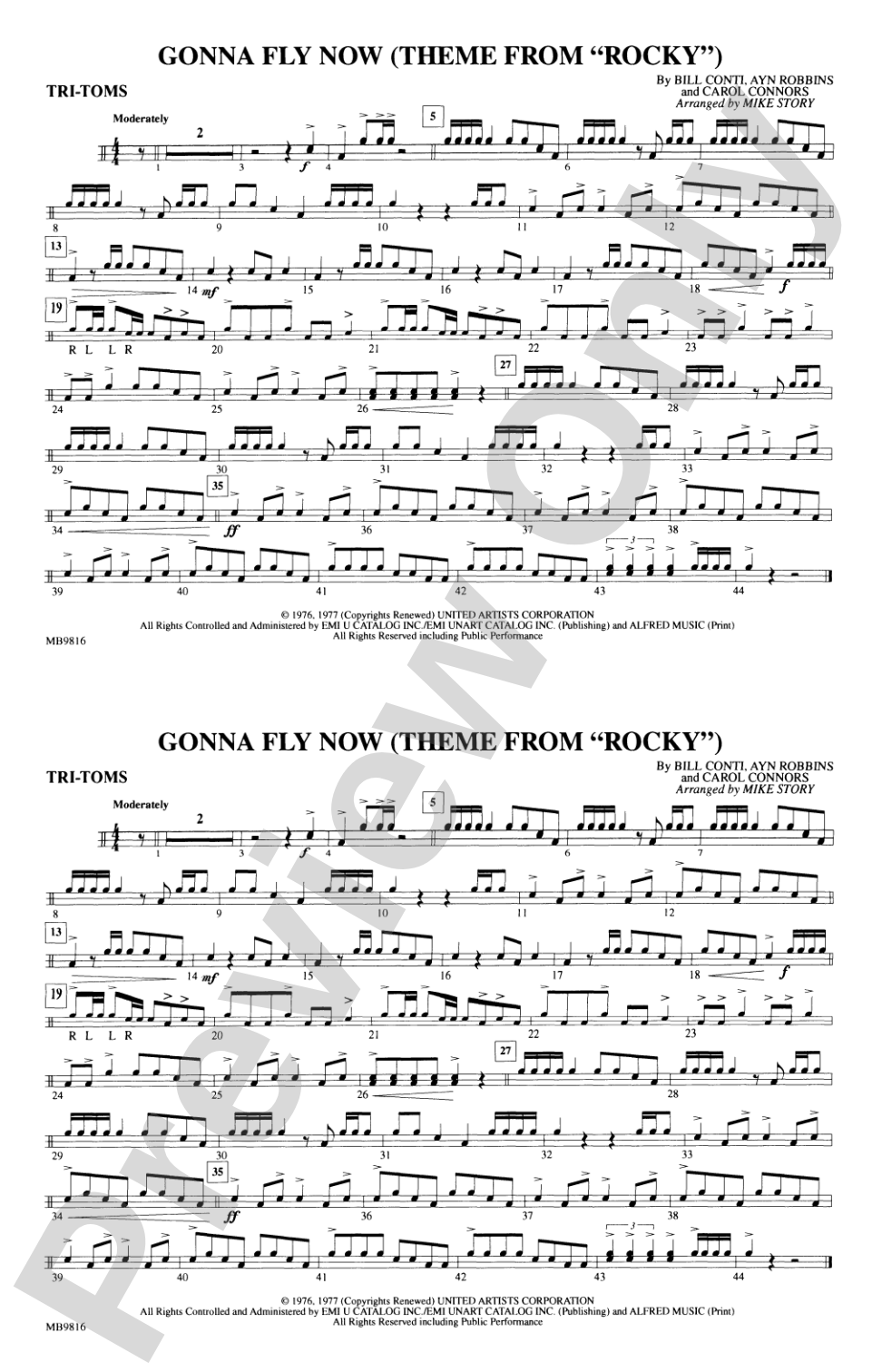 Gonna Fly Now (Theme from Rocky): Auxiliary Percussion 1