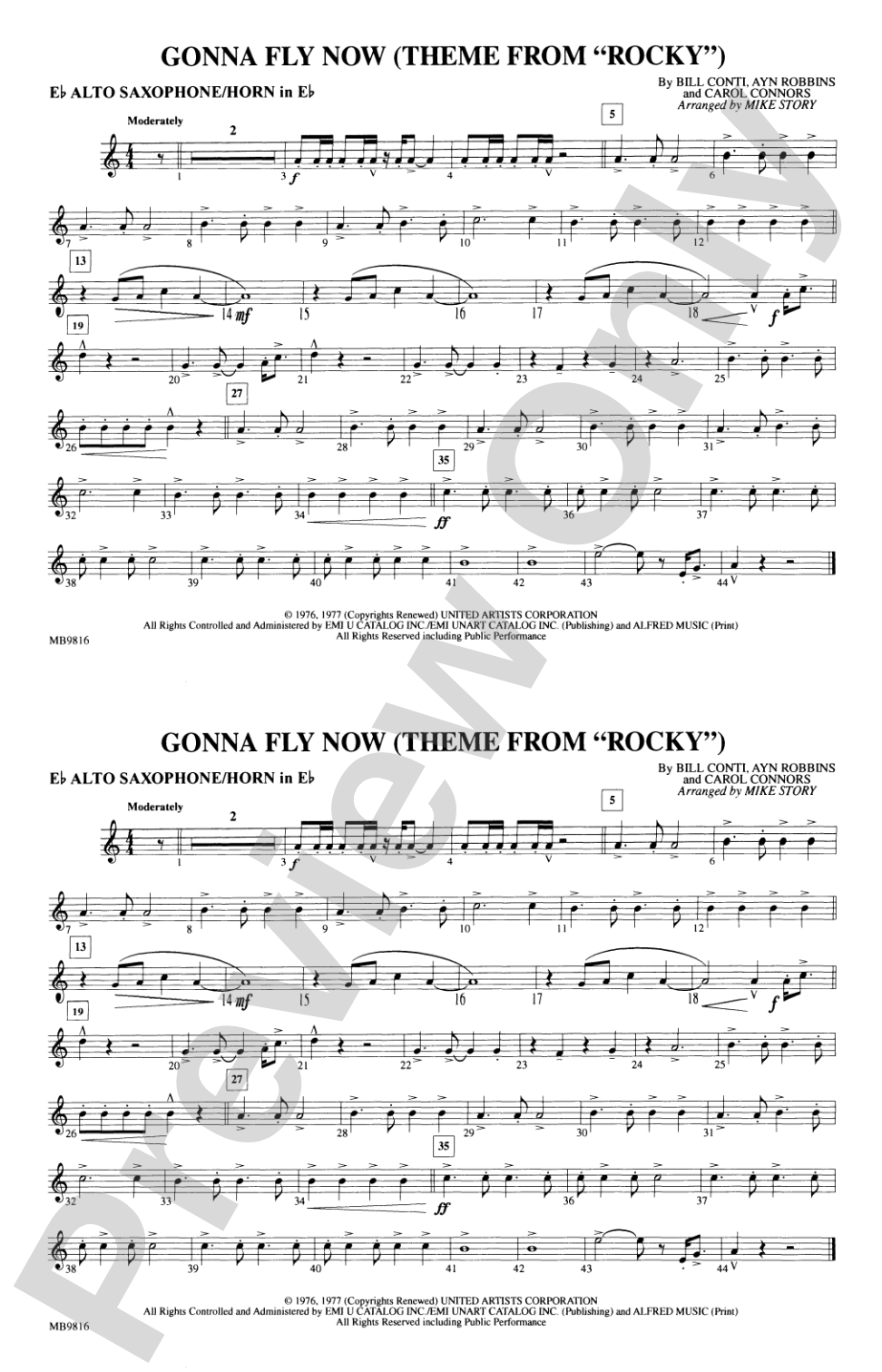 Gonna Fly Now (Theme from Rocky): E-flat Alto Saxophone