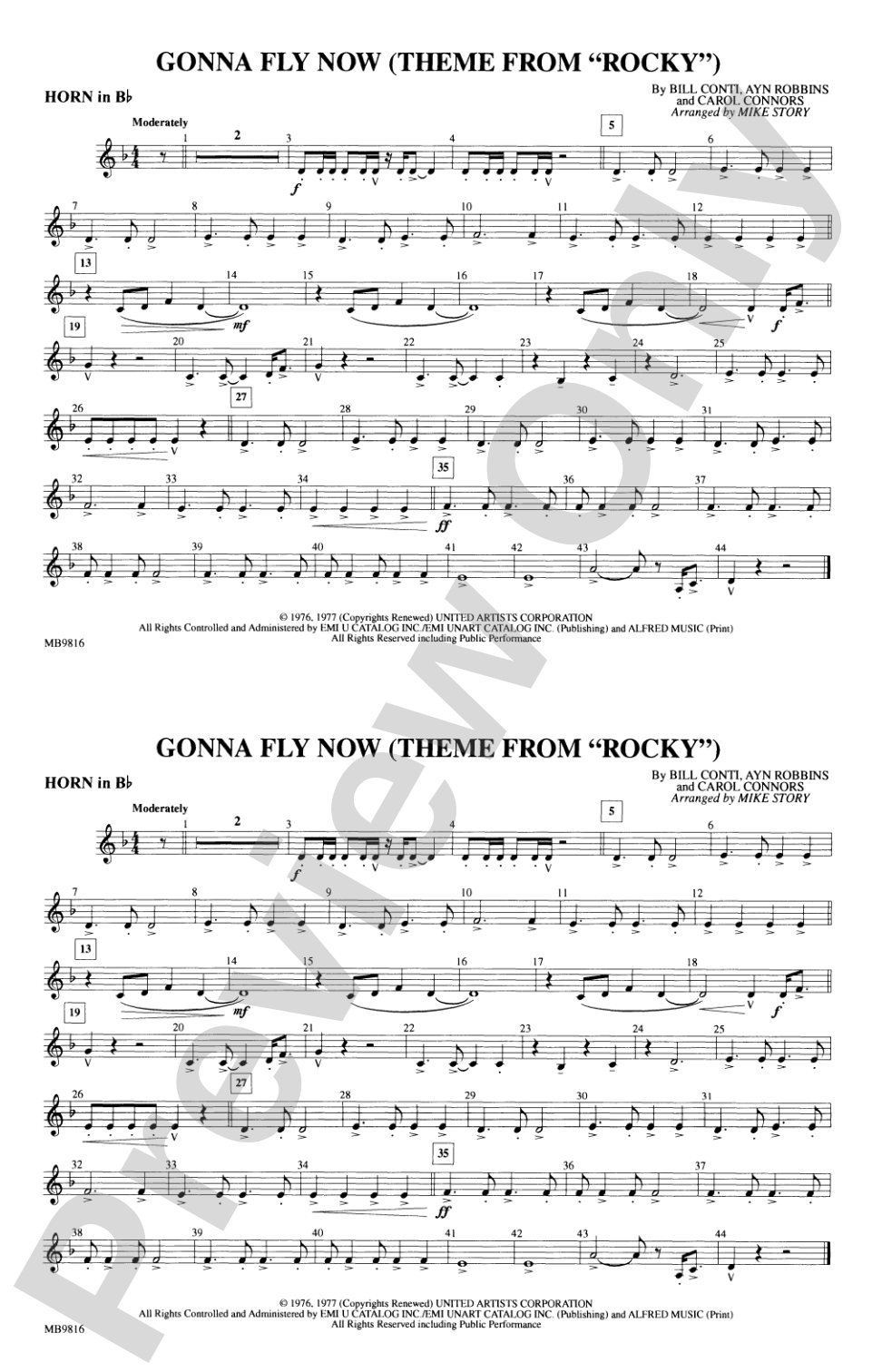 Gonna Fly Now (Theme from Rocky): Horn in B flat