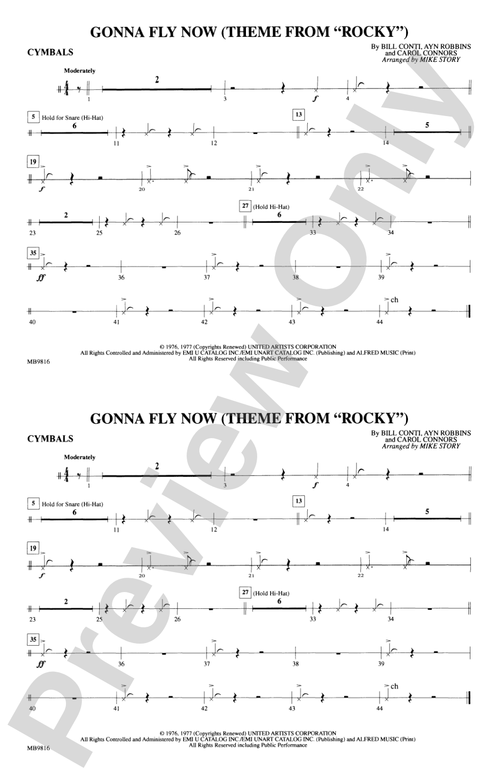 Gonna Fly Now (Theme from Rocky): Cymbals