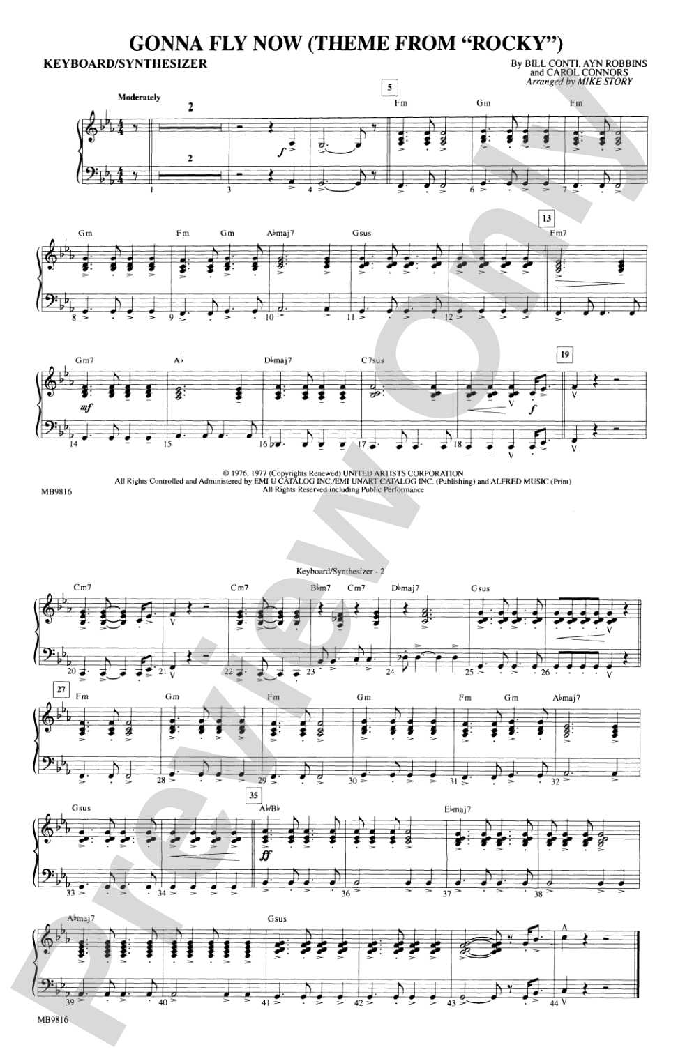 Gonna Fly Now (Theme from Rocky): Keyboard/Synthesizer