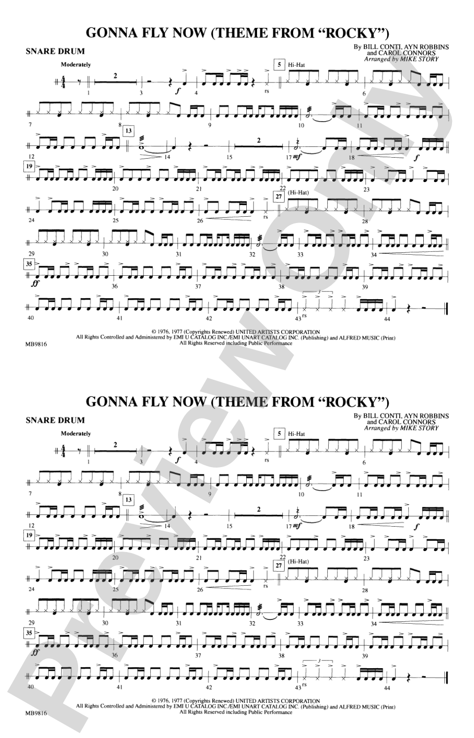 Gonna Fly Now (Theme from Rocky): Snare Drum