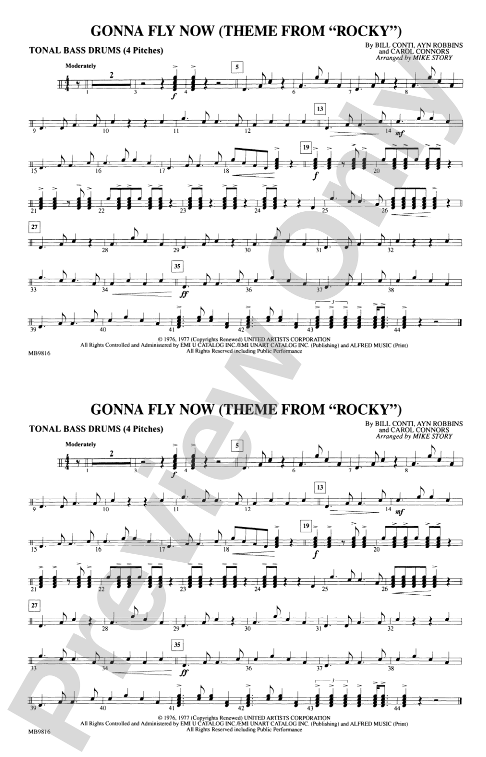 Gonna Fly Now (Theme from Rocky): Tonal Bass Drum