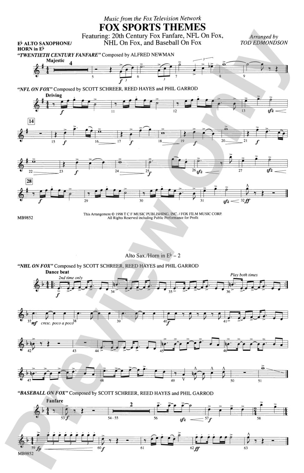 Fox Sports Themes: E-flat Alto Saxophone