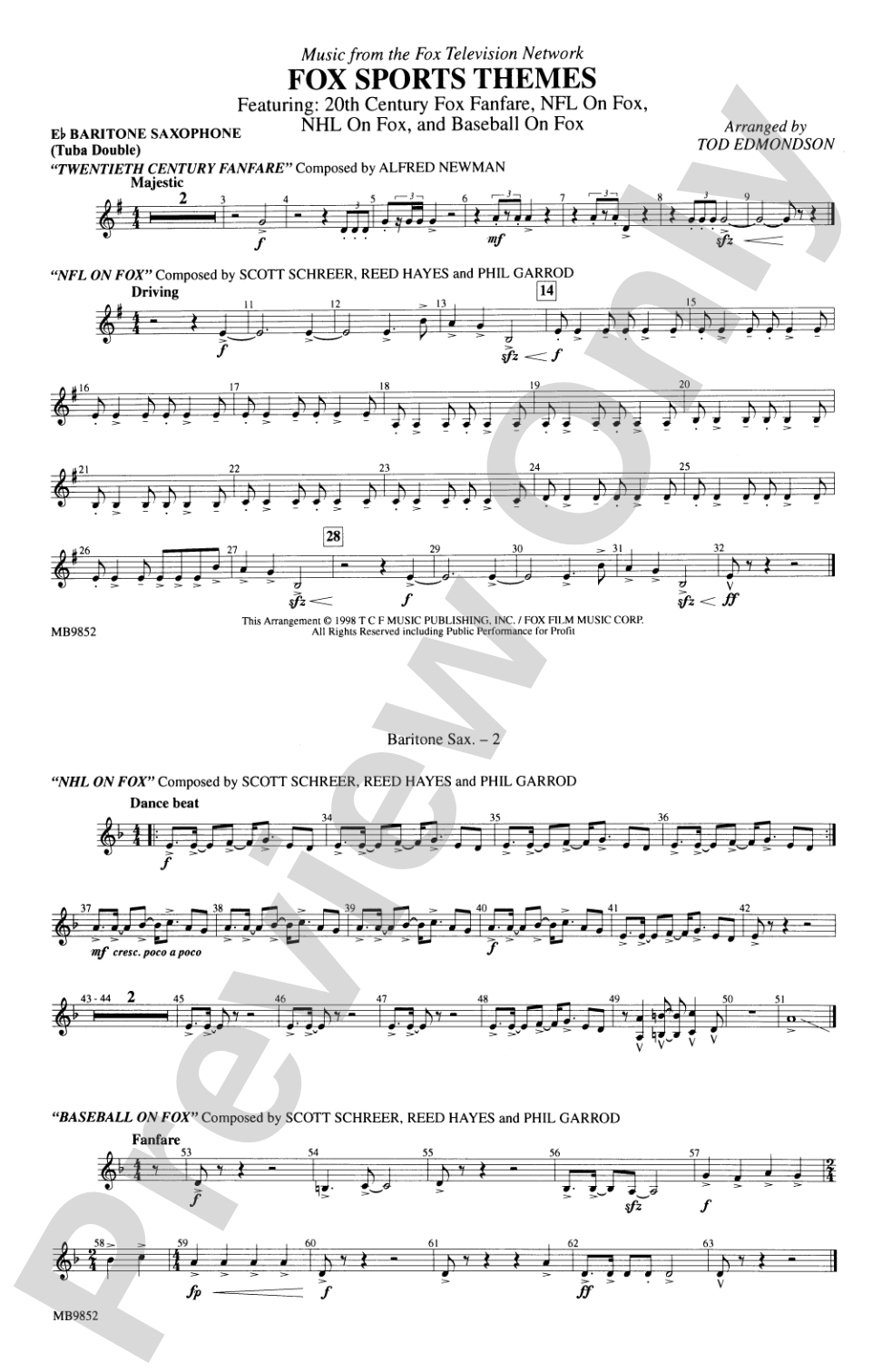 Fox Sports Themes: E-flat Baritone Saxophone