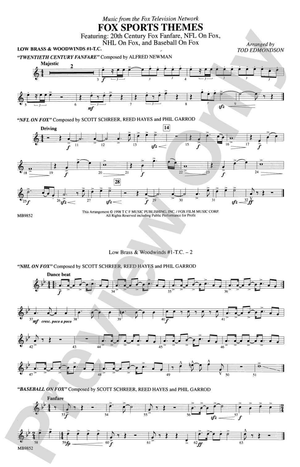 Fox Sports Themes: Low Brass & Woodwinds #1 - Treble Clef