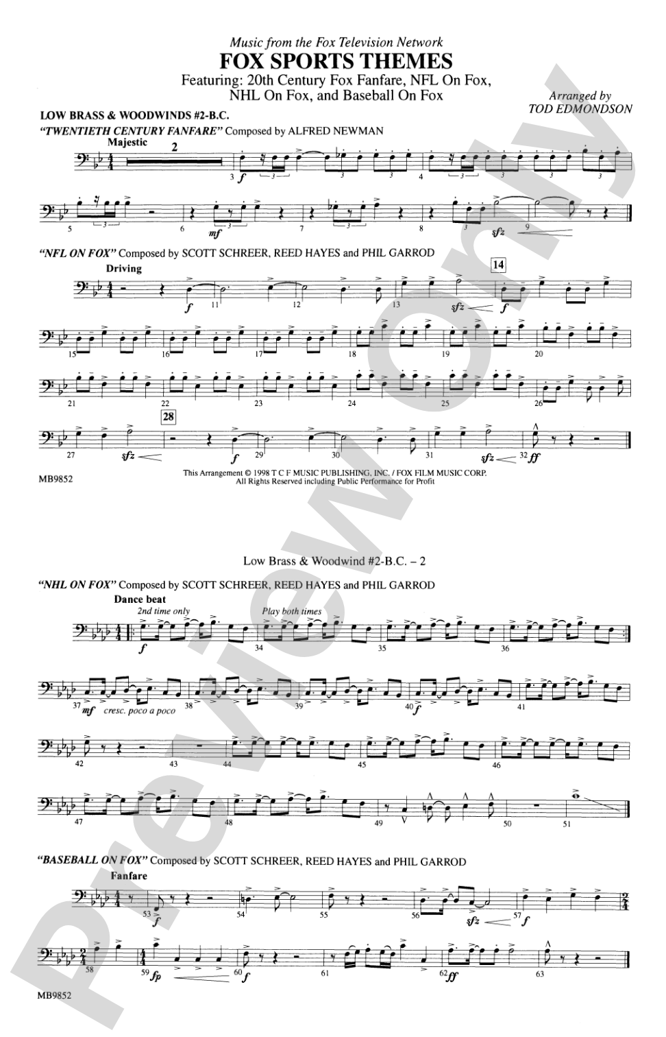 Fox Sports Themes: Low Brass & Woodwinds #2 - Bass Clef
