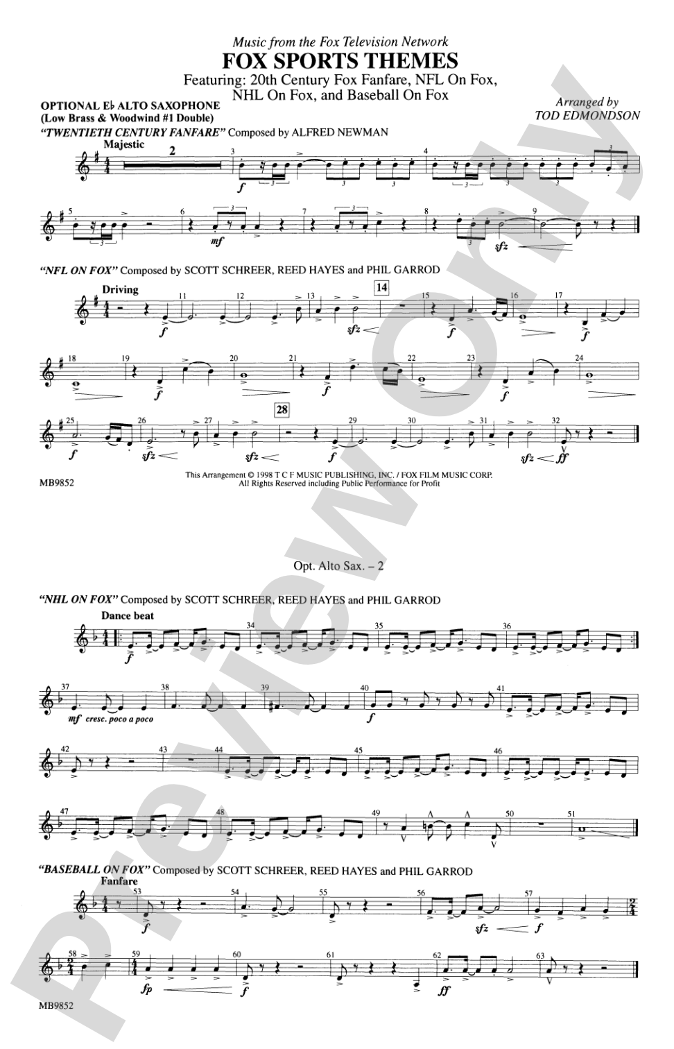 Fox Sports Themes: Optional Alto Sax