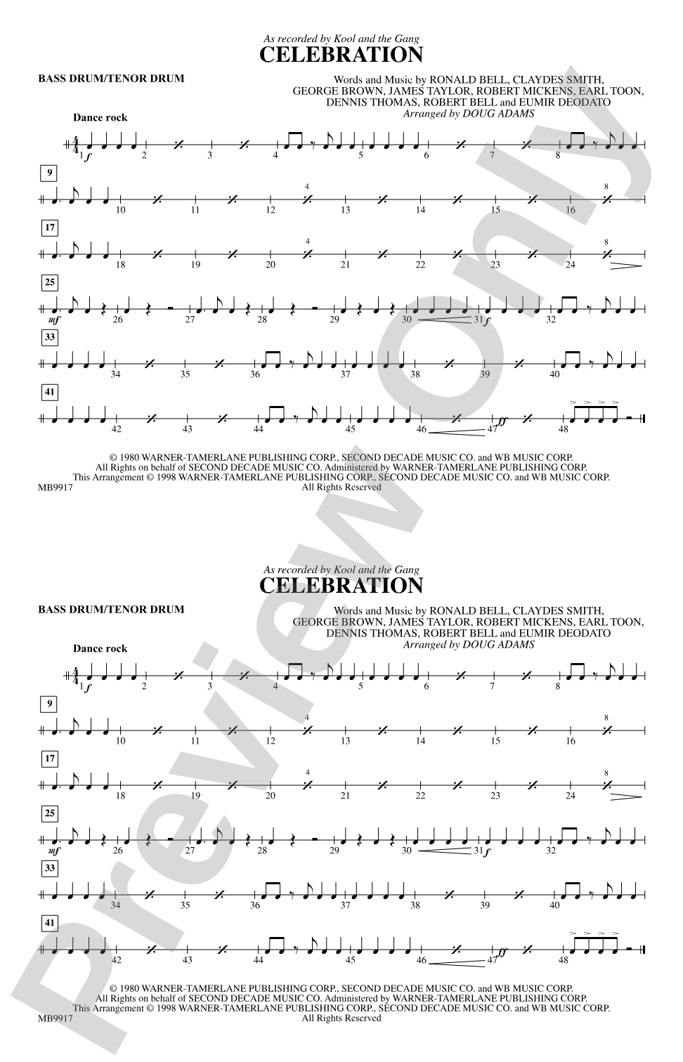 Celebration: Bass Drum/Tenor Drum