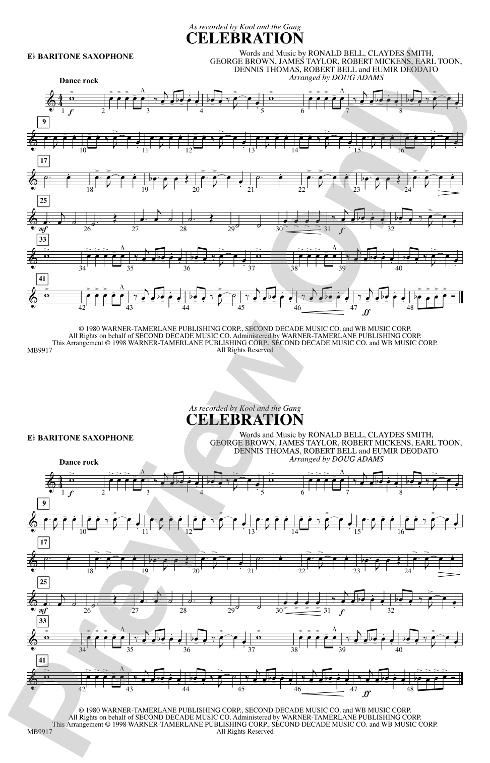 Celebration: E-flat Baritone Saxophone