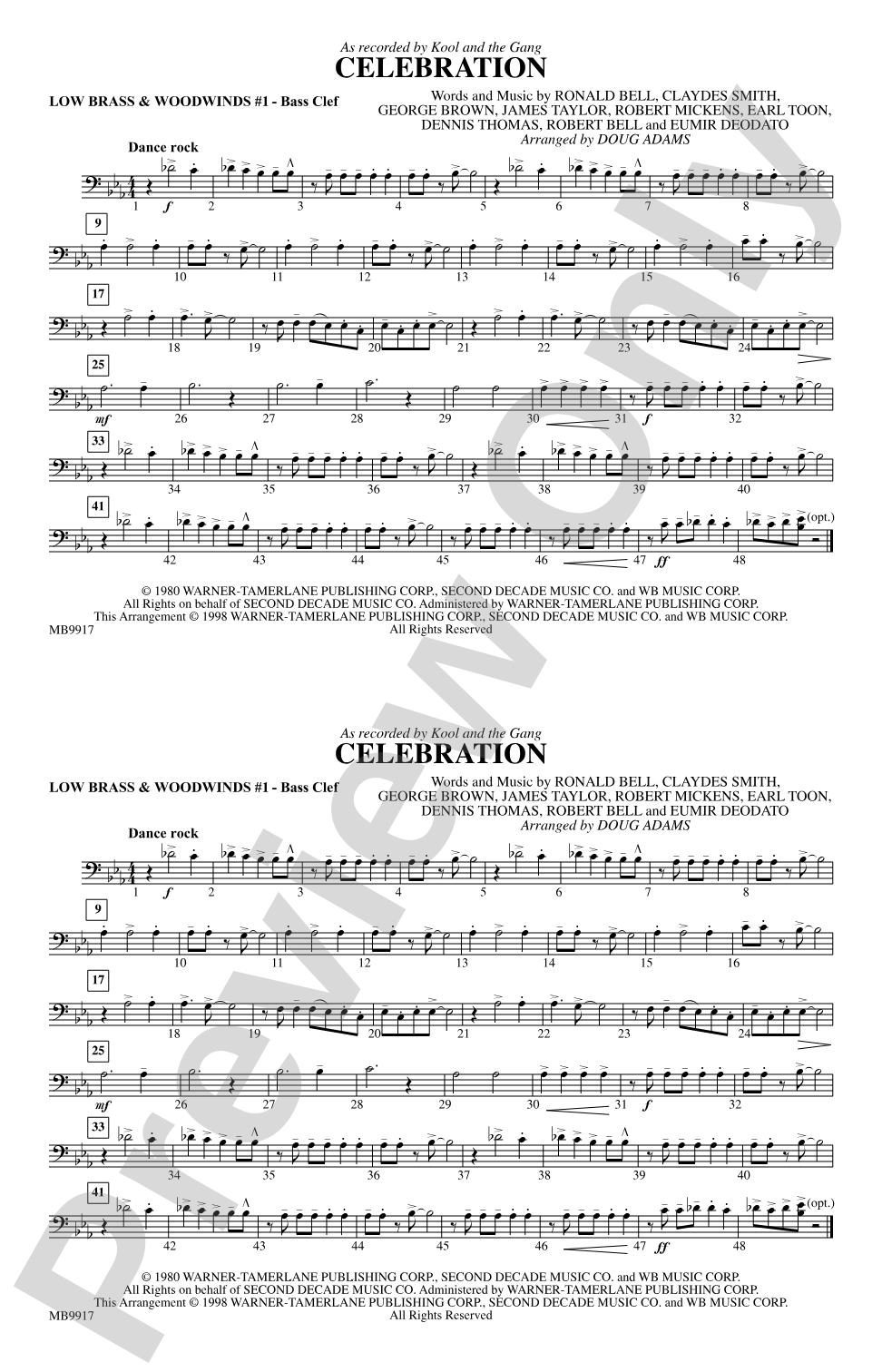 Celebration: Low Brass & Woodwinds #1 - Bass Clef