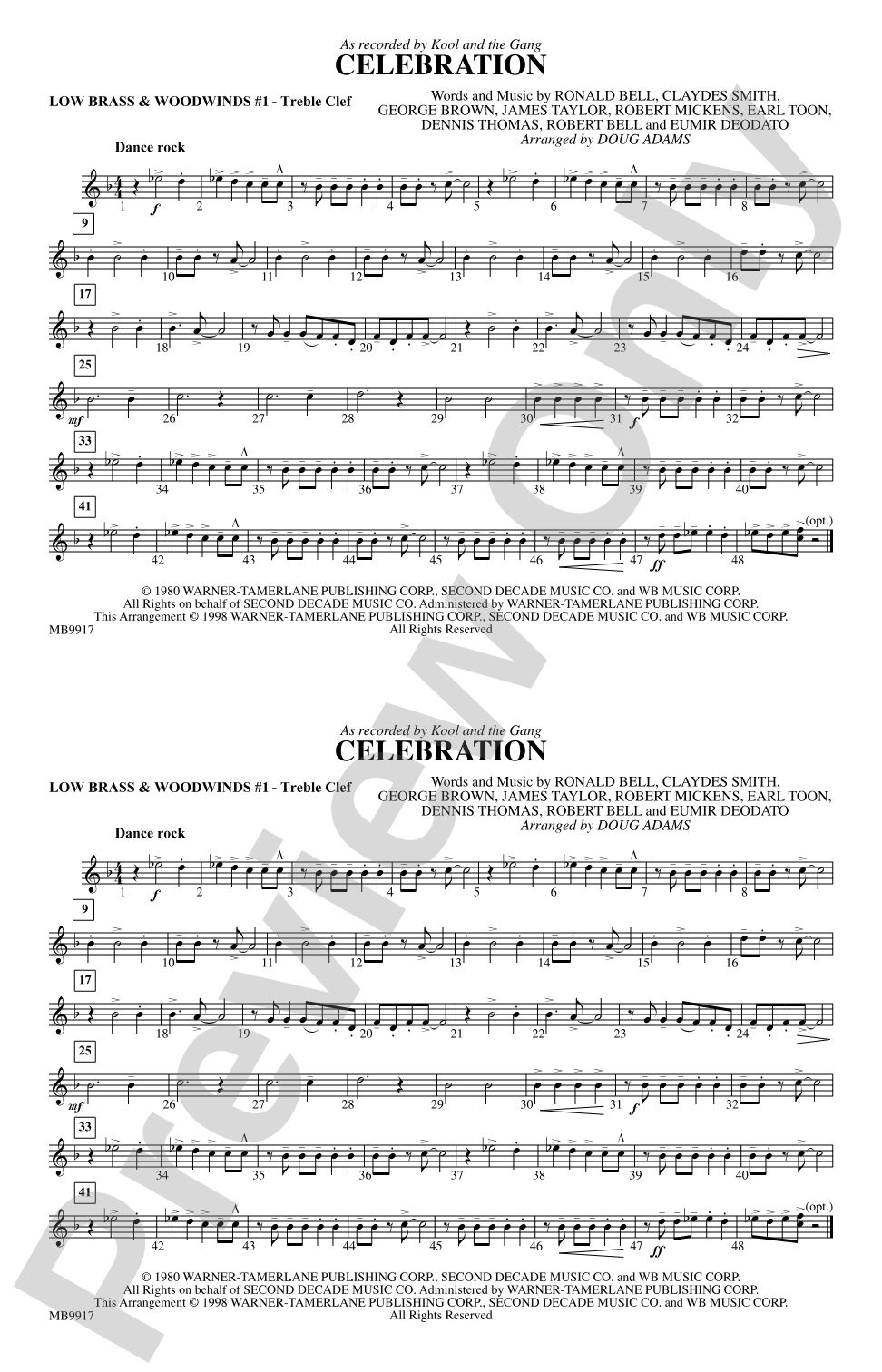 Celebration: Low Brass & Woodwinds #1 - Treble Clef