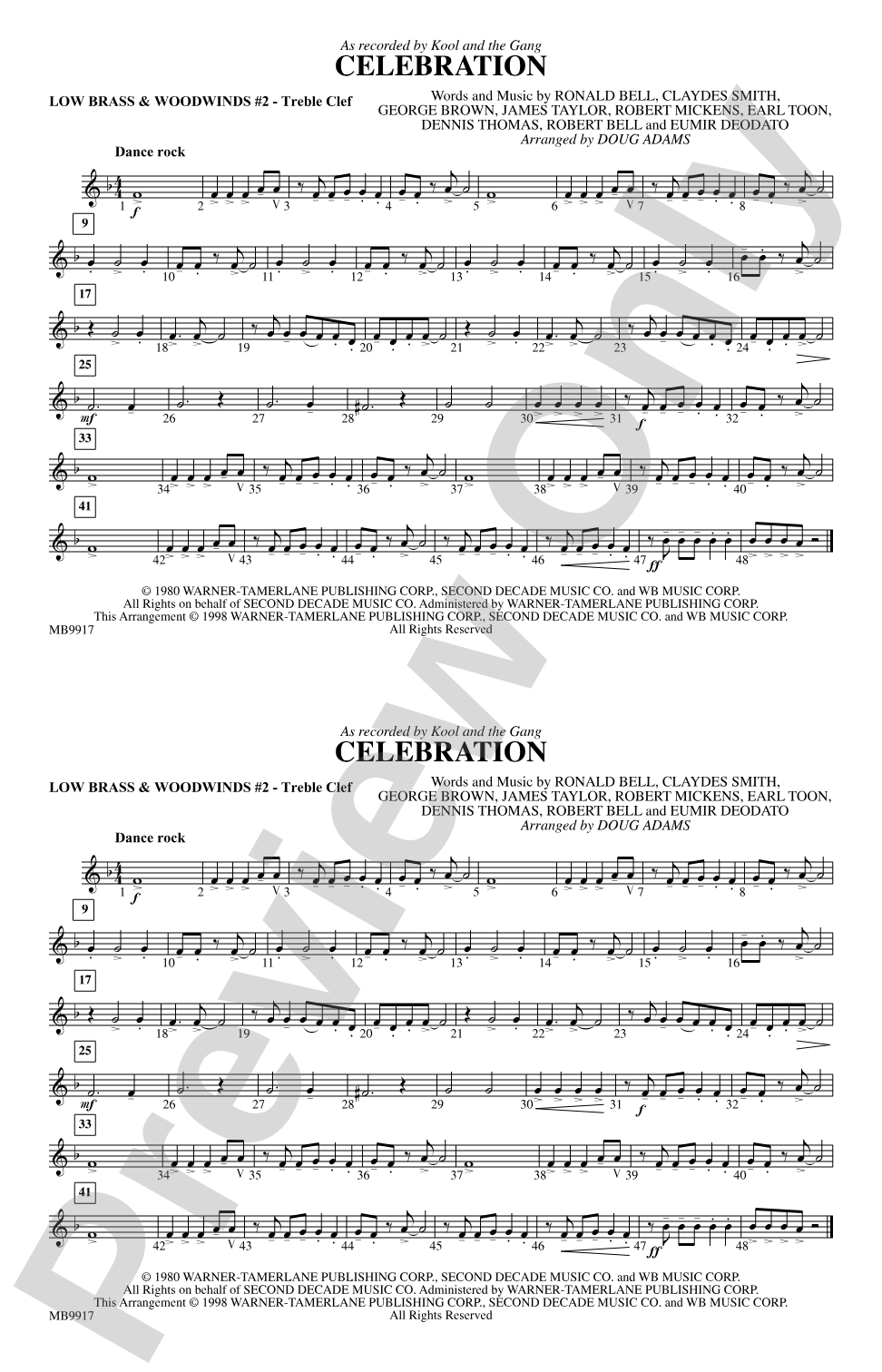 Celebration: Low Brass & Woodwinds #2 - Treble Clef