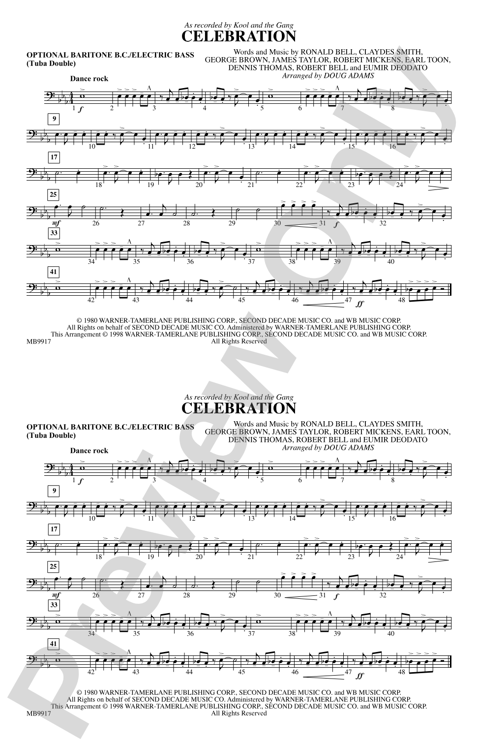 Celebration: Optioinal Baritone Bass Clef