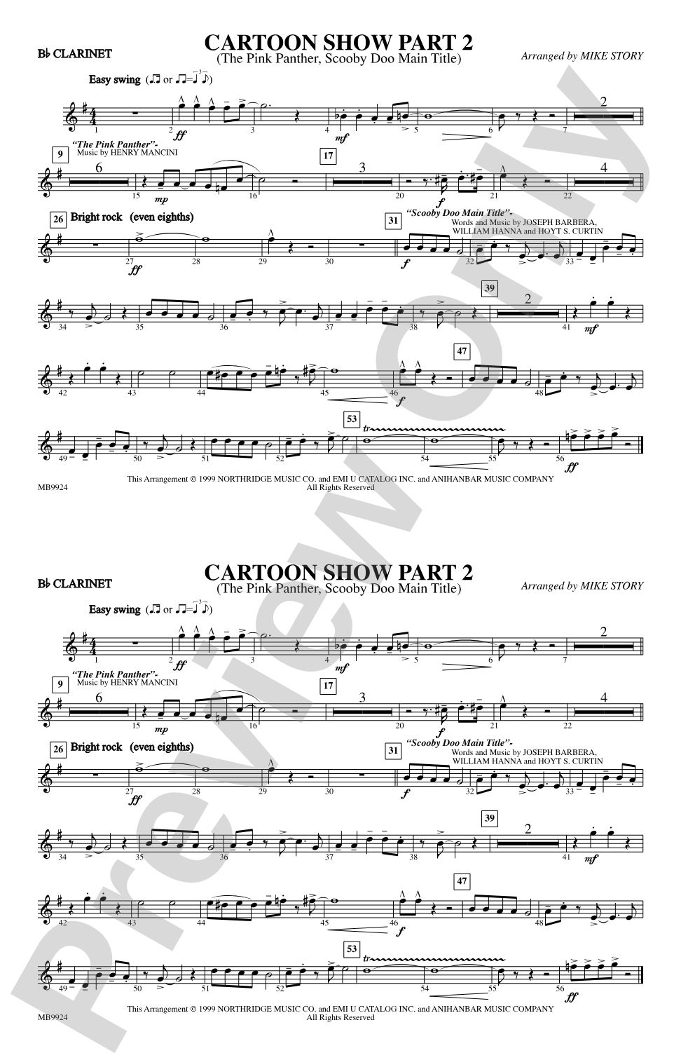 Cartoon Show, Part 2: 1st B-flat Clarinet