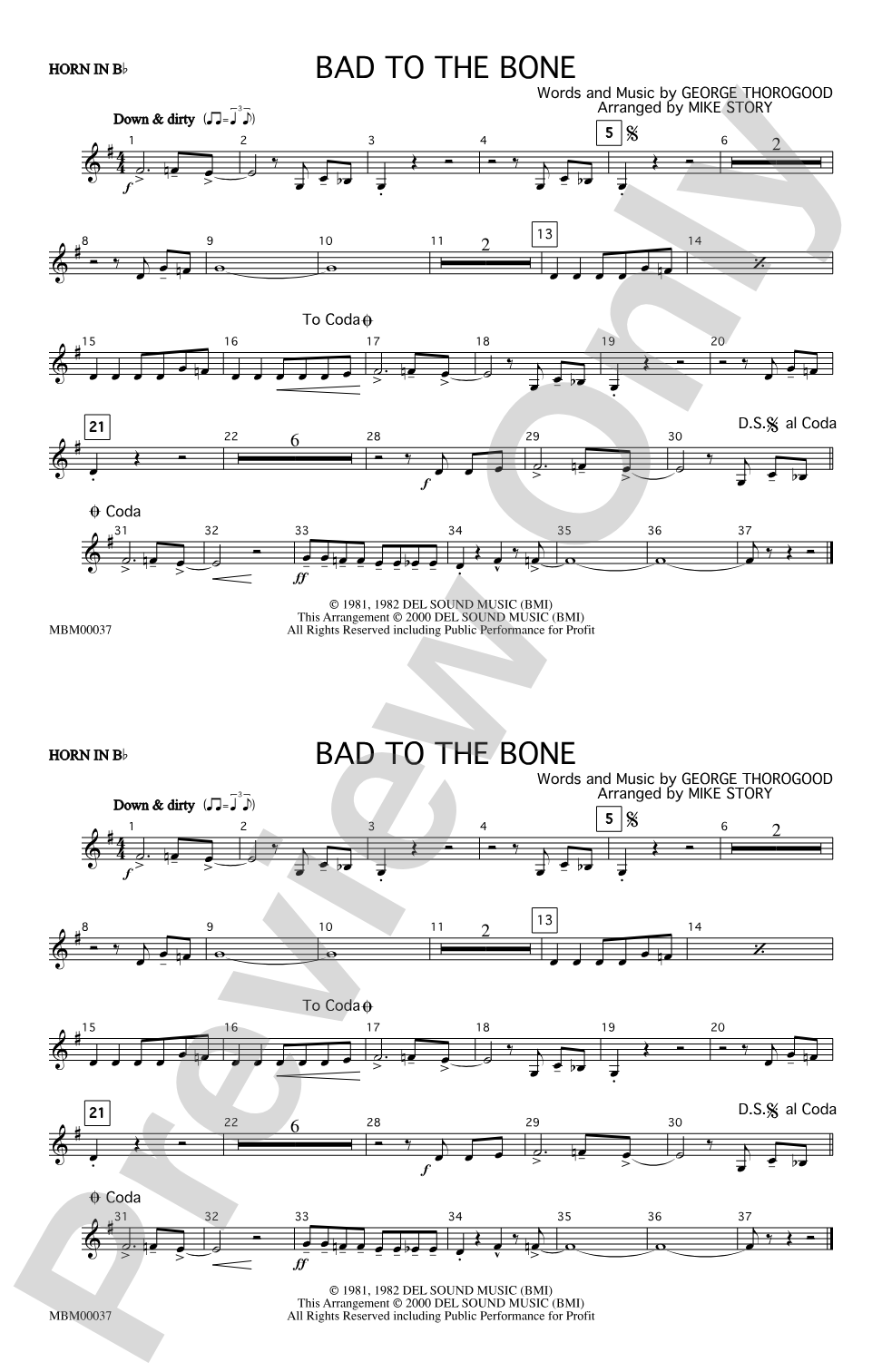 Bad to the Bone: Horn in B flat