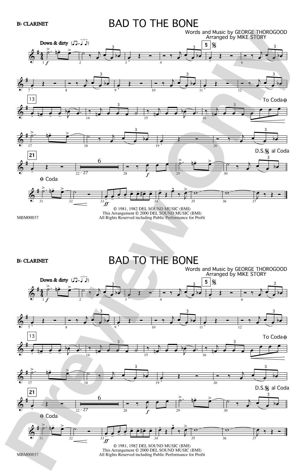 Bad to the Bone: 1st B-flat Clarinet