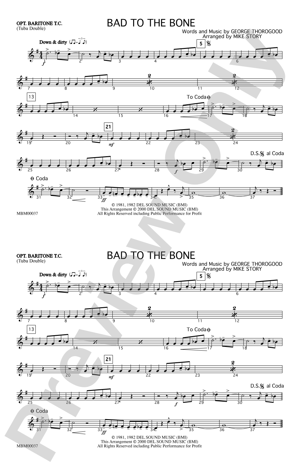 Bad to the Bone: Optional Baritone T.C. (Tuba Double)
