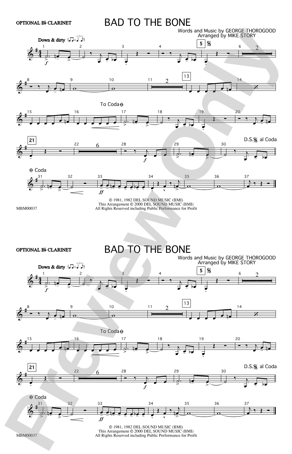 Bad to the Bone: Optional Bb Clarinet