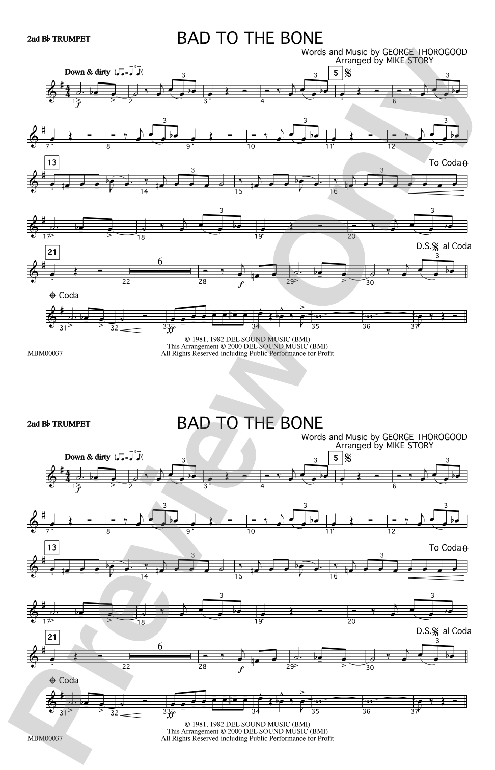 Bad to the Bone: 2nd B-flat Trumpet