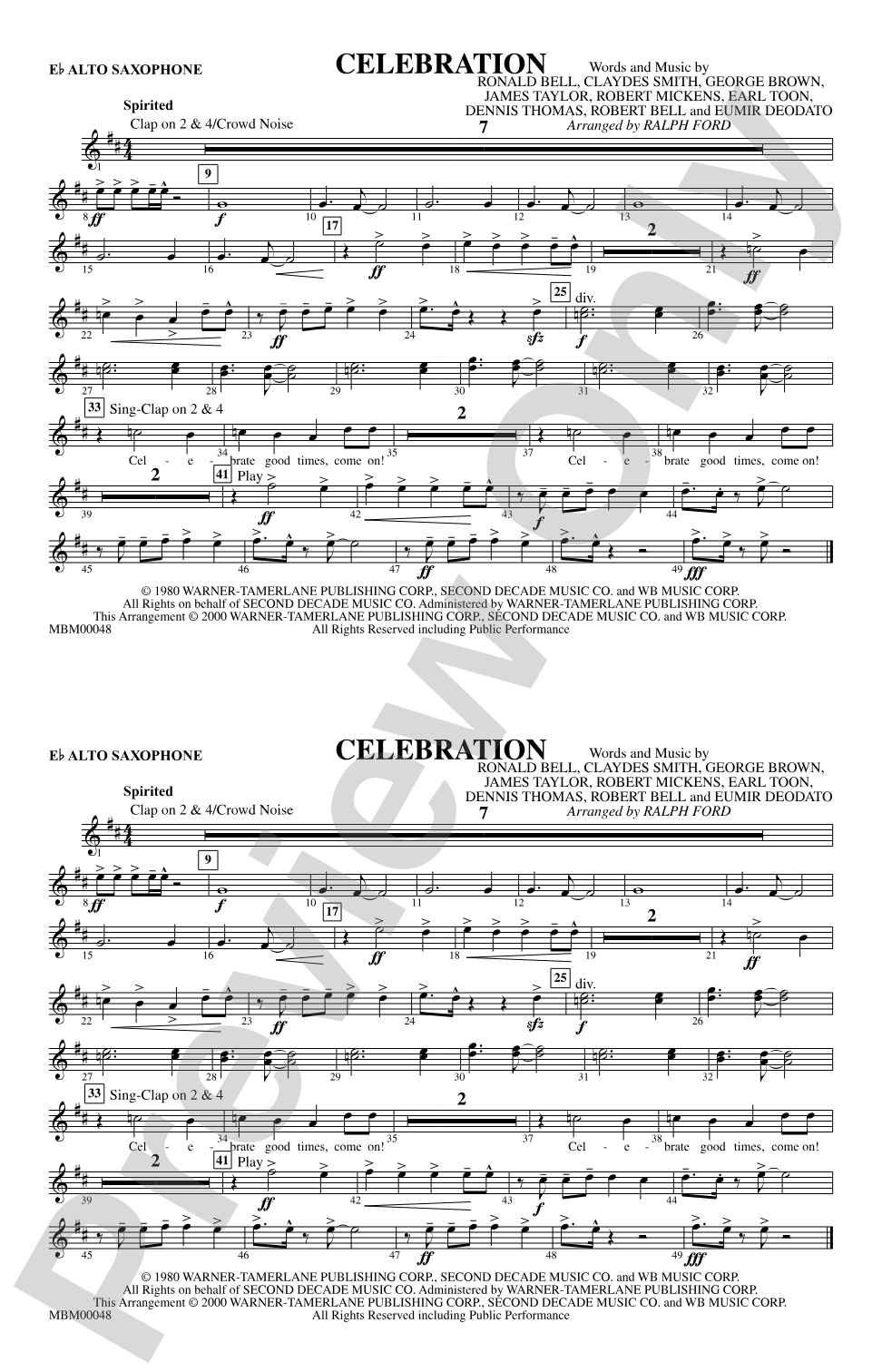 Celebration: E-flat Alto Saxophone
