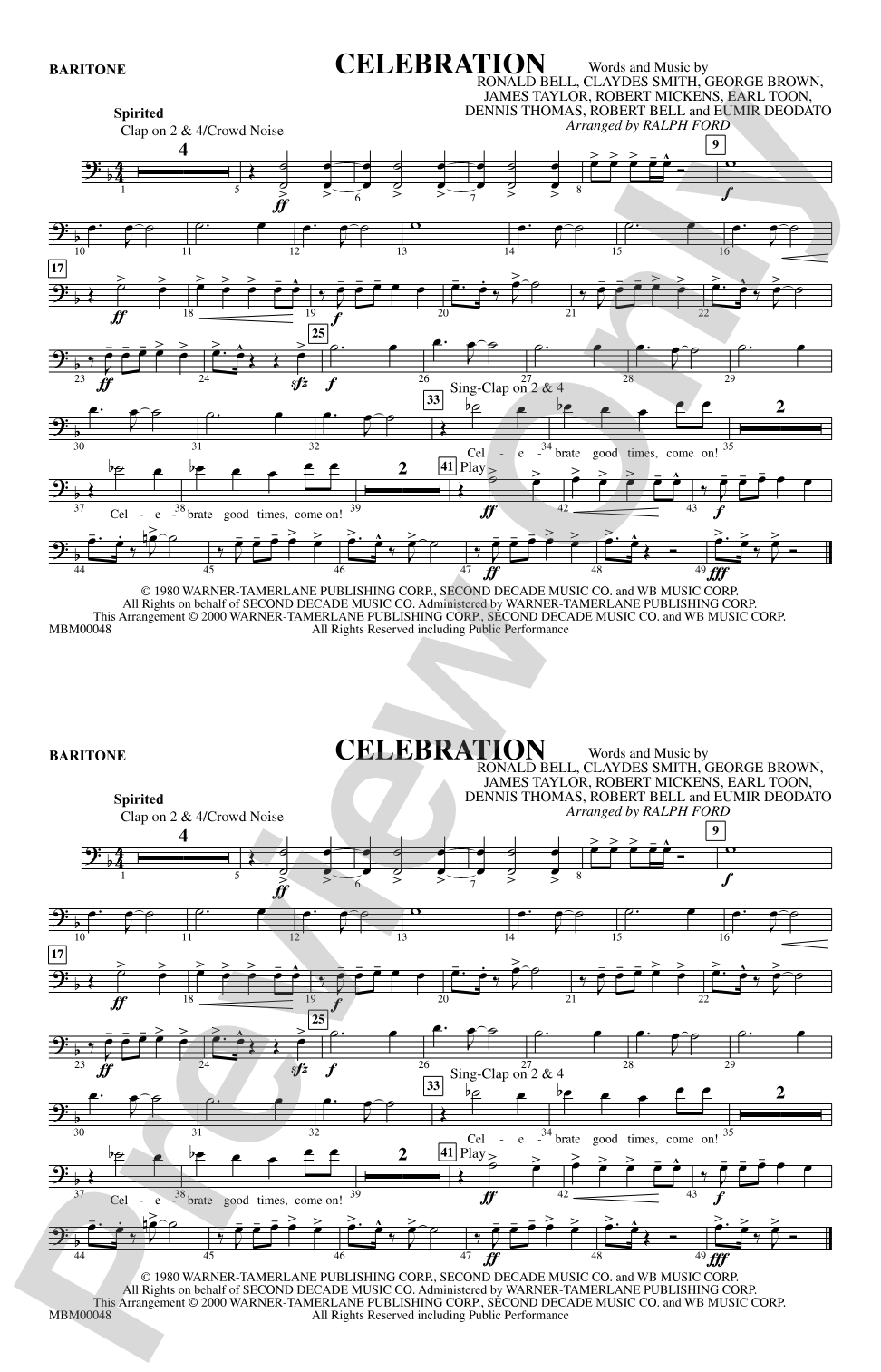 Celebration: Baritone B.C.
