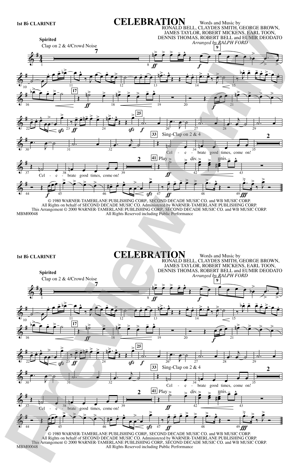 Celebration: 1st B-flat Clarinet