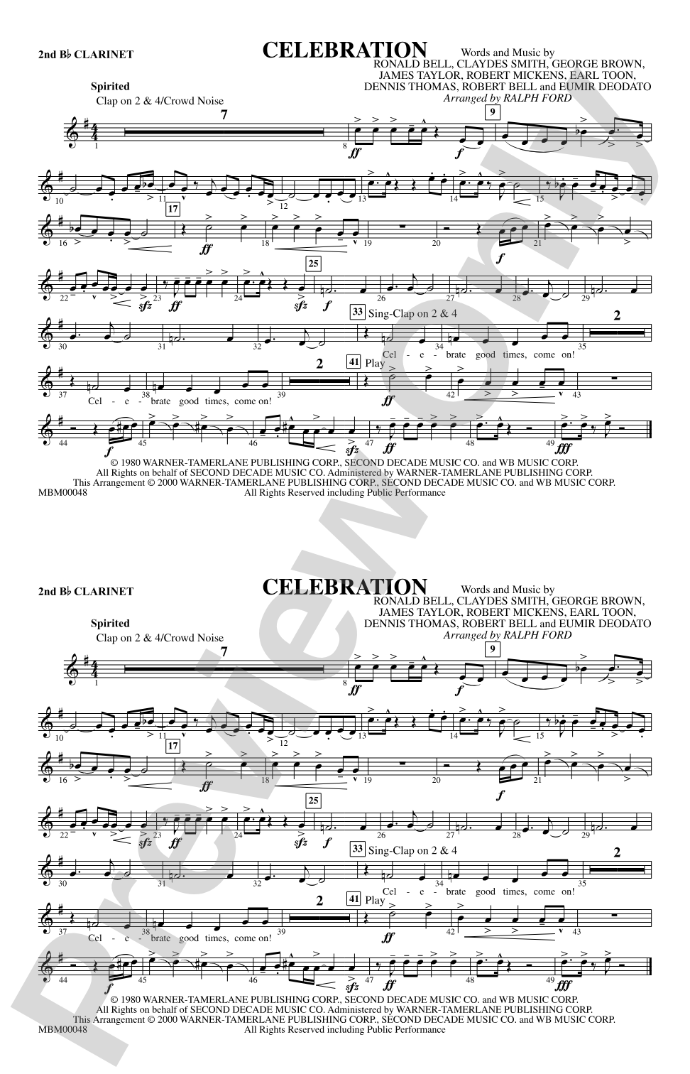 Celebration: 2nd B-flat Clarinet