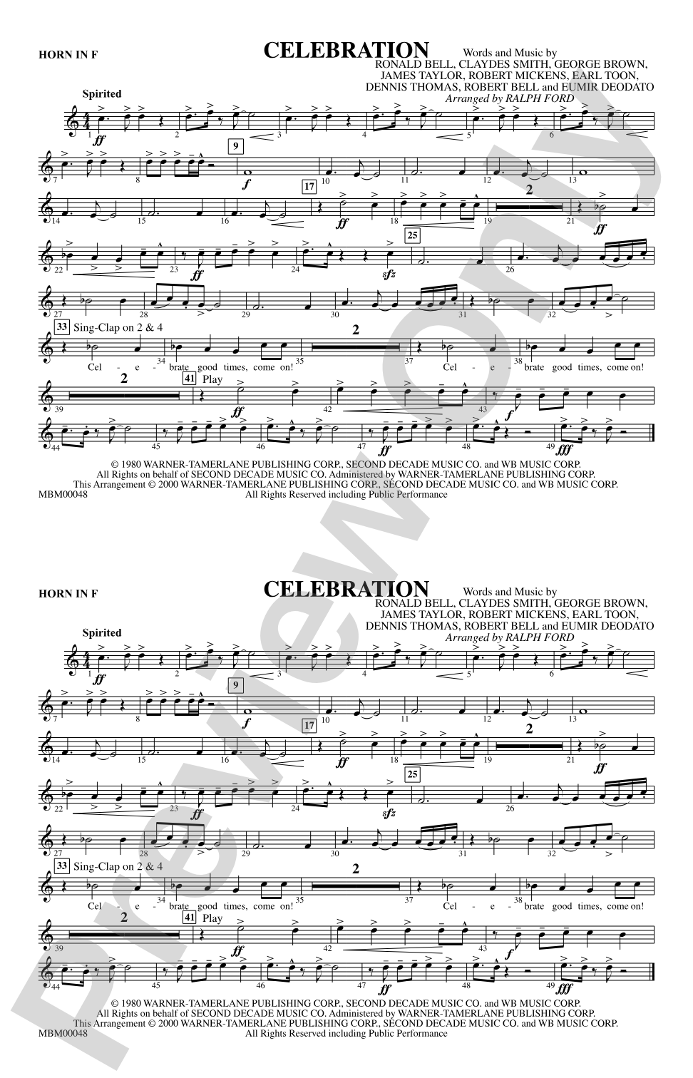 Celebration: 1st F Horn