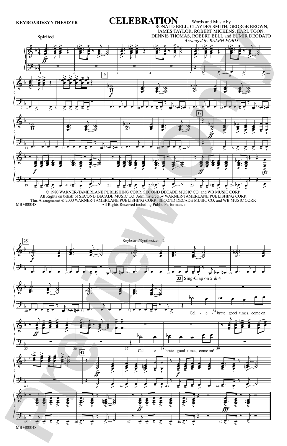 Celebration: Keyboard/Synthesizer